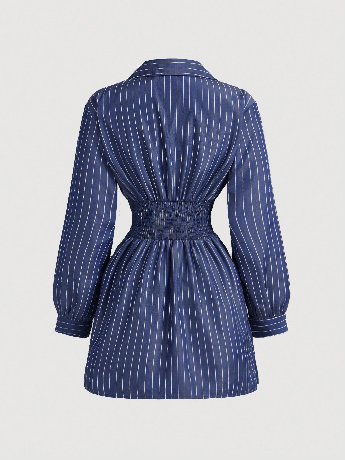 Women’s Woven Fabric Long Sleeve Dress, Stripe Print Cross-Wrap Design with Ruffle Detail, 1 Piece, For Daily and Work Wear