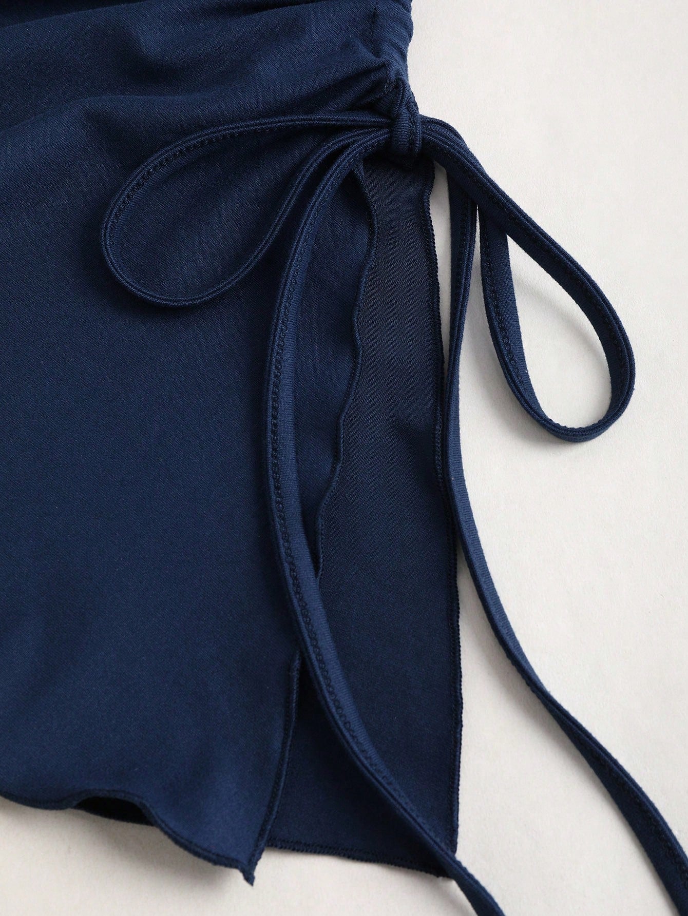 Solid Color Mini Dress Neutral Color Single Piece Drawstring Asymmetrical Hem Design For Casual Wear