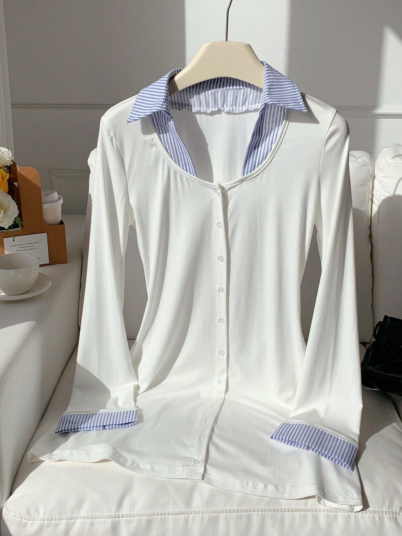 Women’s Woven Fabric Mini Dress, Long Sleeve Button Front, Patchwork Pattern Design, 1 Piece, For Casual Wear