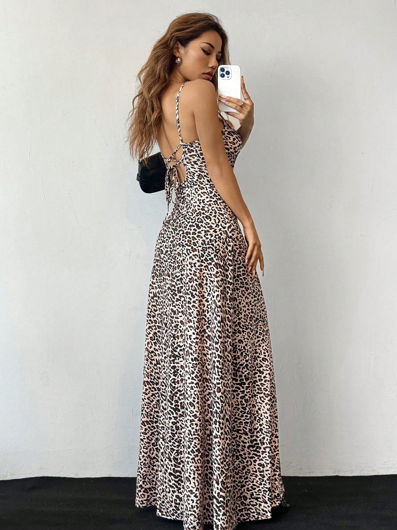 Leopard Pattern Fabric Dress – Brown Tone – Single Piece – Sleeveless Strap Design – For Casual Wear
