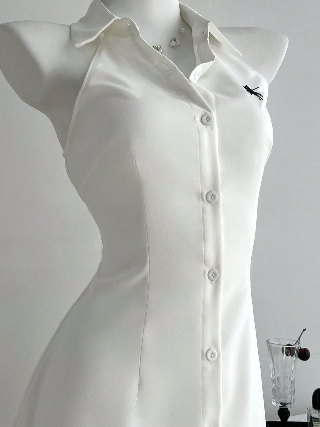 Women’s Woven Fabric Sleeveless A-Line Dress, Embroidered Detail, 1 Piece, For Spring and Summer Wear