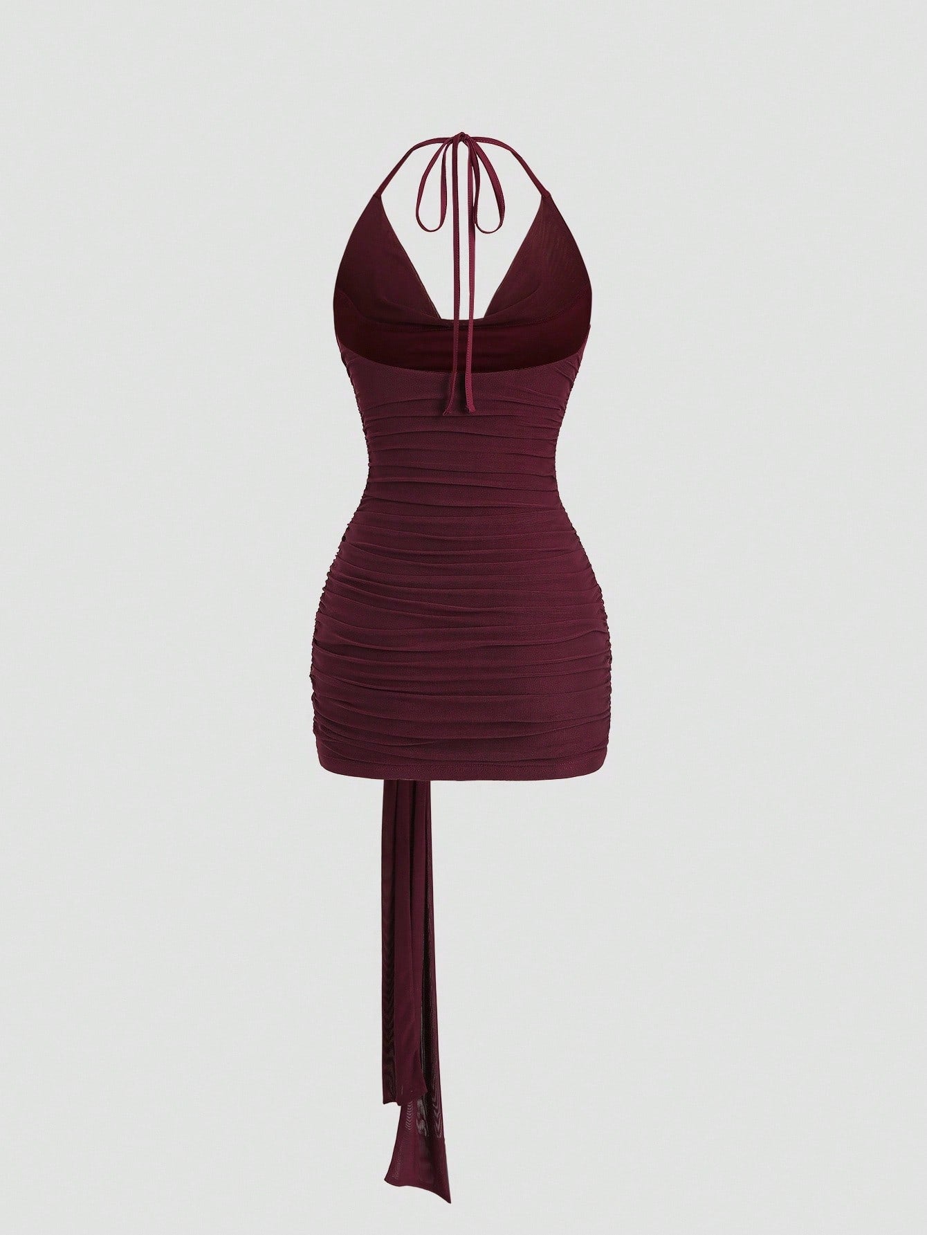 Solid Color Dress Neutral Color Single Piece Ruched Detail Button Collar Design For Daily Styling