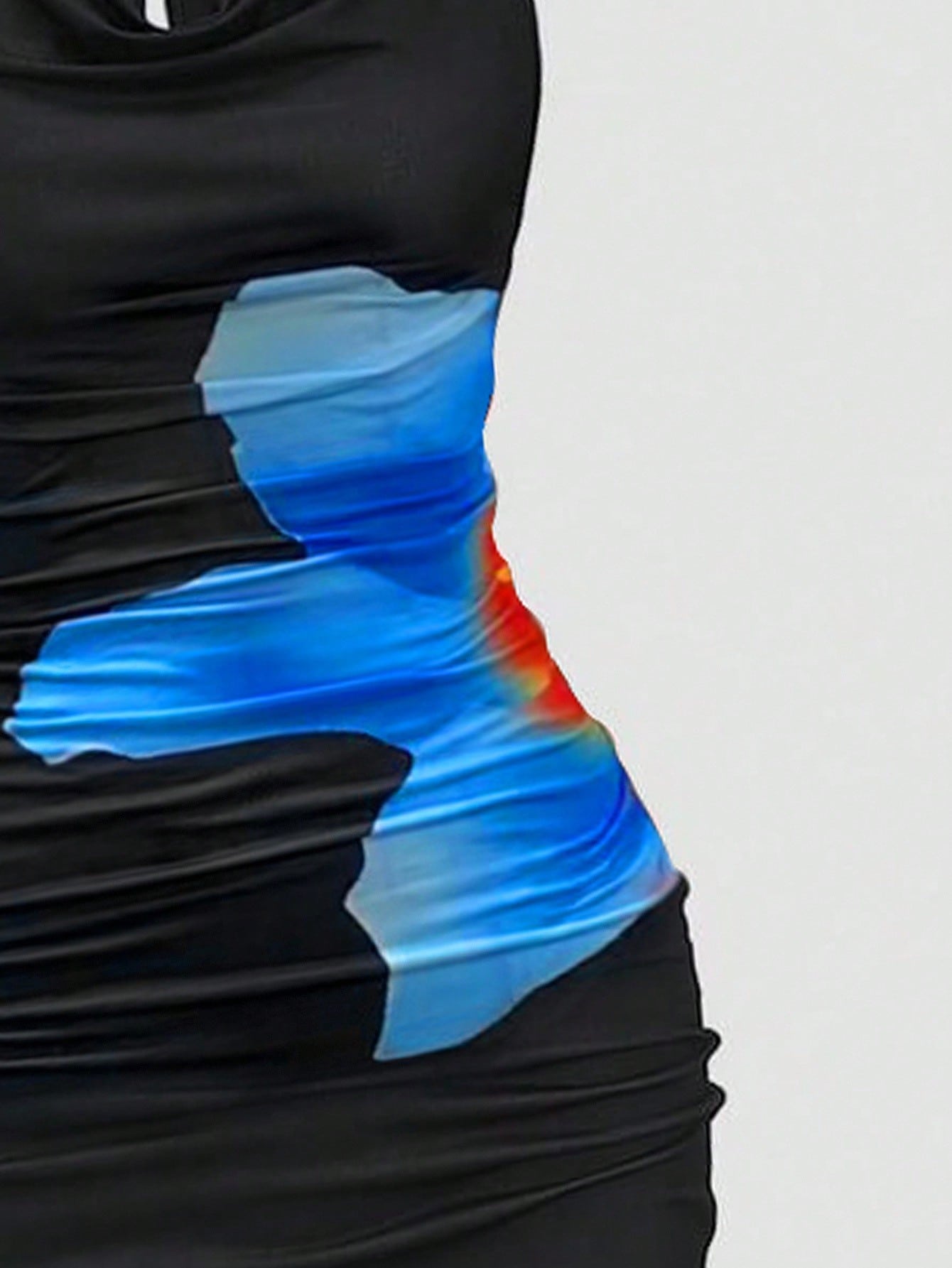 Printed Pattern Knitted Dress Neutral Color Single Piece Cowl Neck Design For Casual Wear