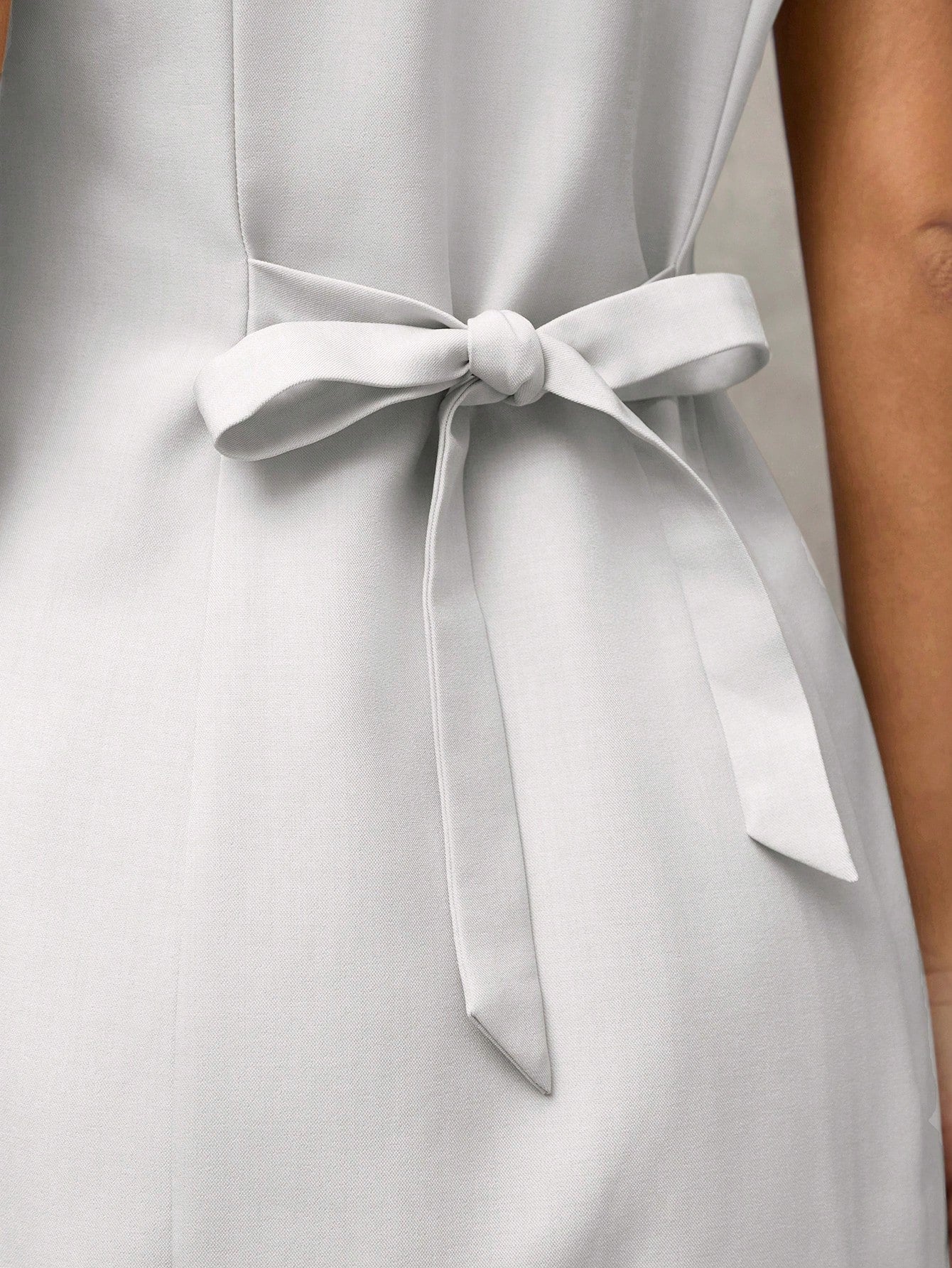 Women’s Woven Fabric Sleeveless Mini Dress, Round Neck Button Front Design, Solid Pattern, 1 Piece, For Workplace Wear