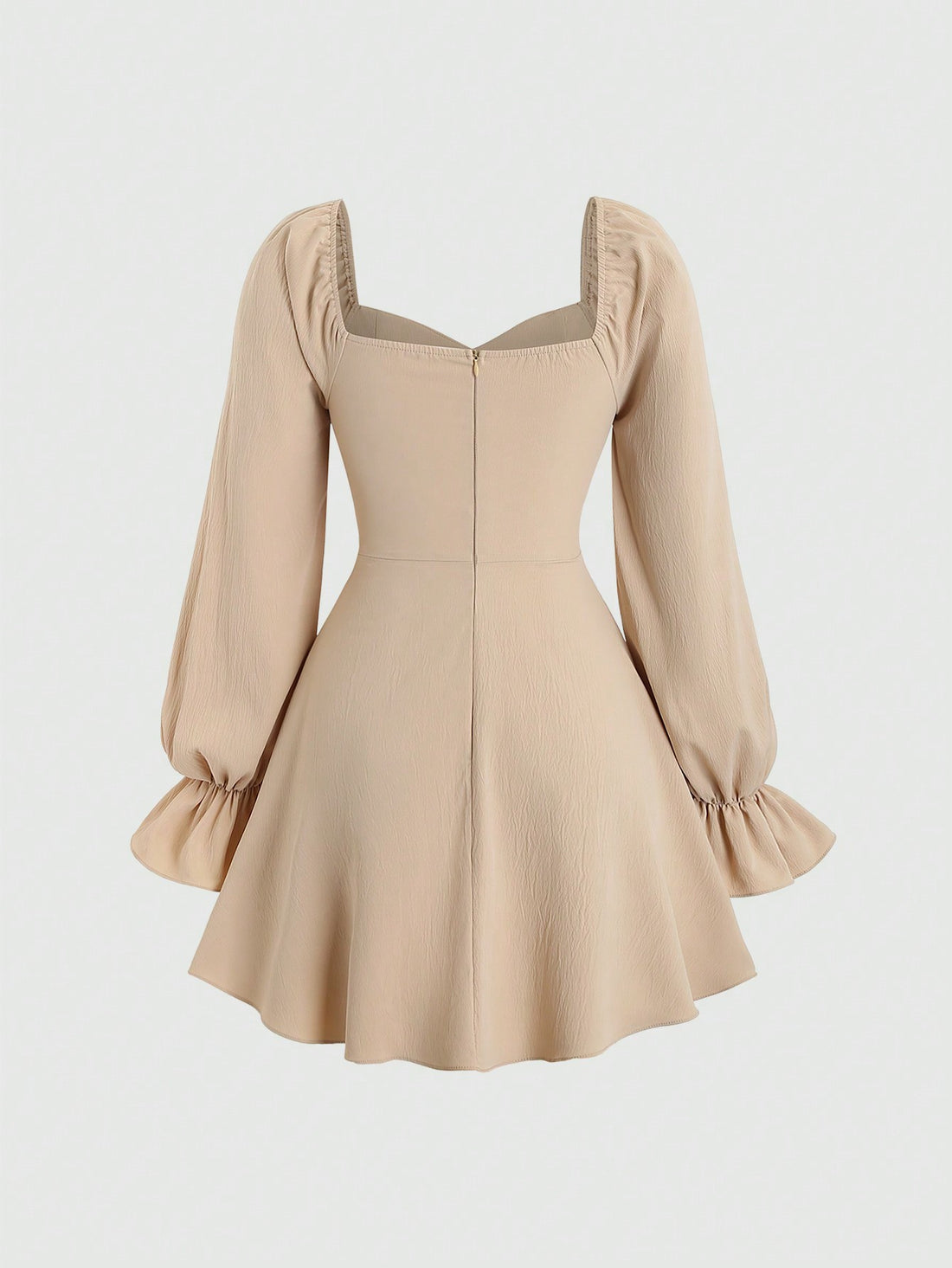 Ditsy Floral Pattern Dress Neutral Color Single Piece Ruffle Neck Design For Daily Styling