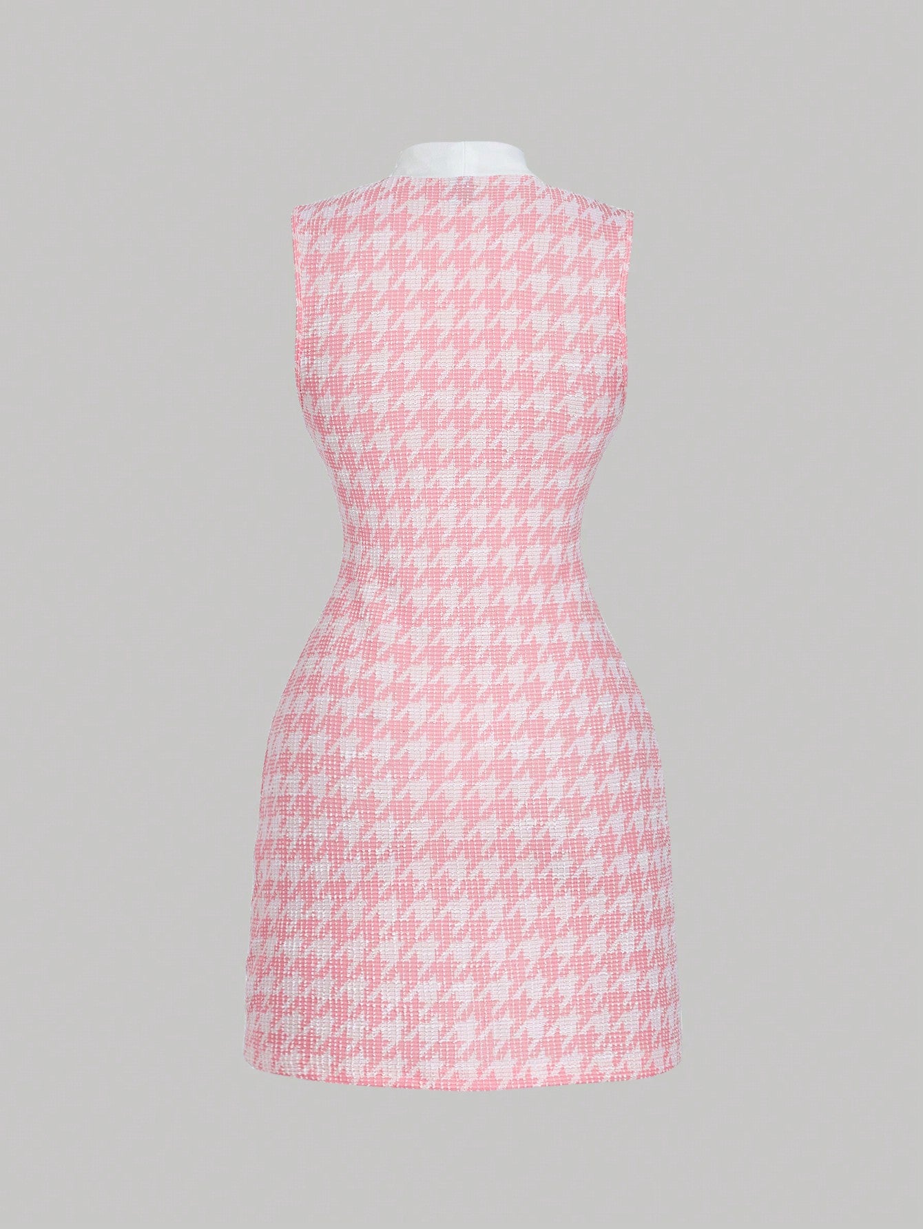 Plaid Pattern Mini Dress Black Color Single Piece Twist Collar Design For Casual Wear