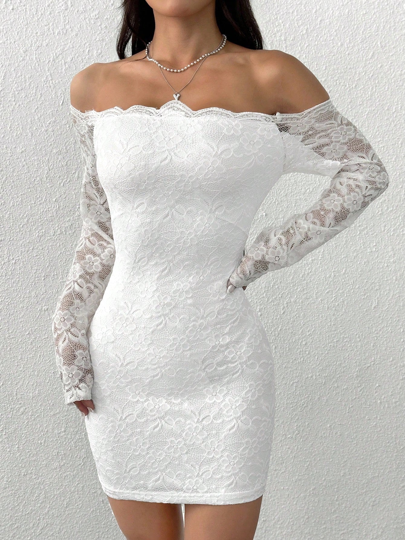 Textured Fabric Mini Dress Neutral Color Single Piece Long Sleeve Patchwork Design For General Occasions