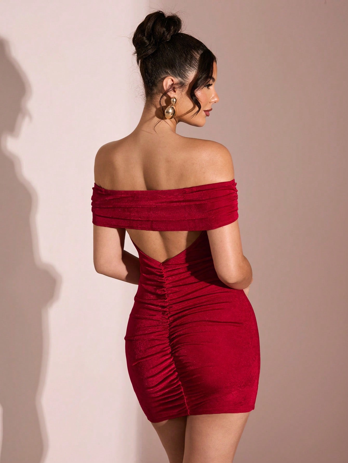 Solid Red Off-Shoulder Mermaid Backless Bodycon Mini Dress for Evening Events