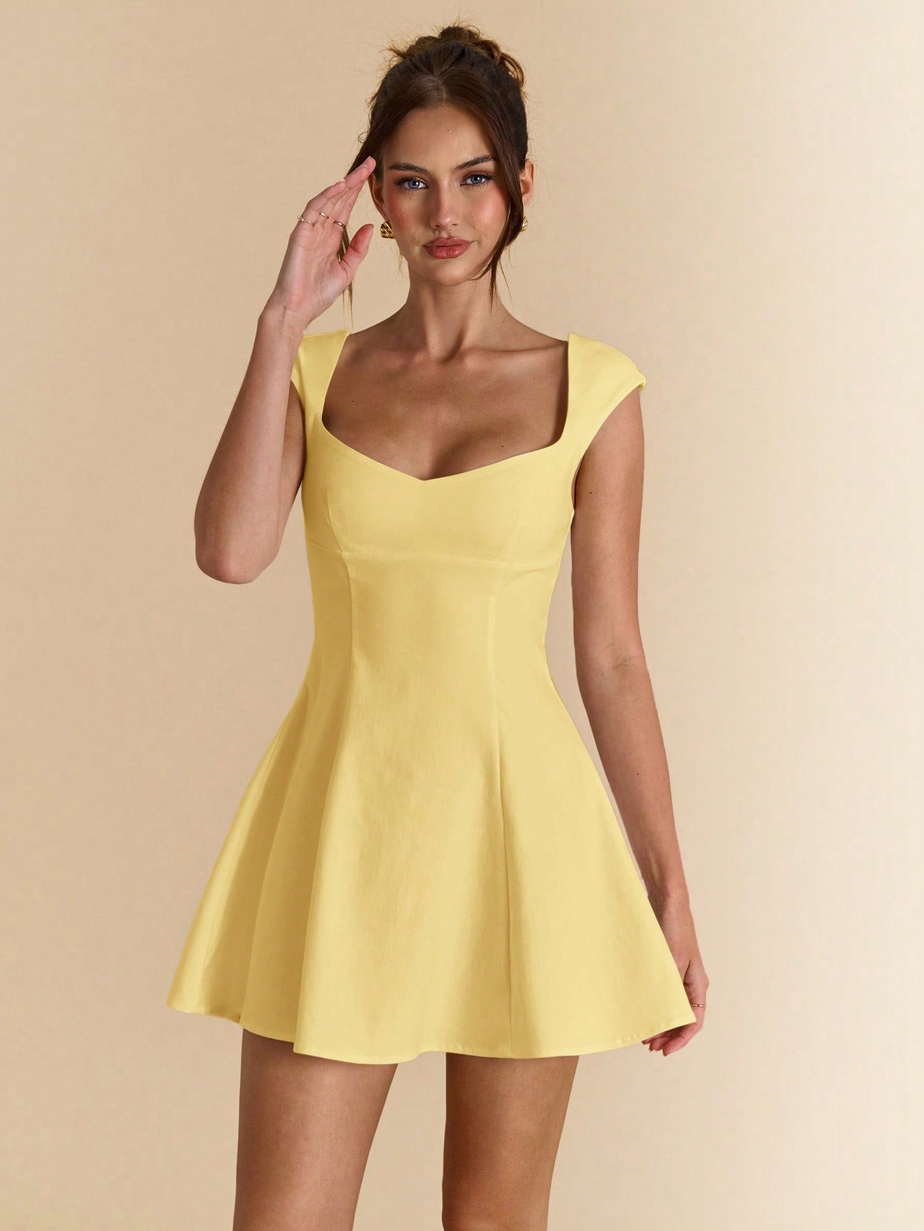 Square Neck Open Back Flowy Dress for Spring and Summer Wear