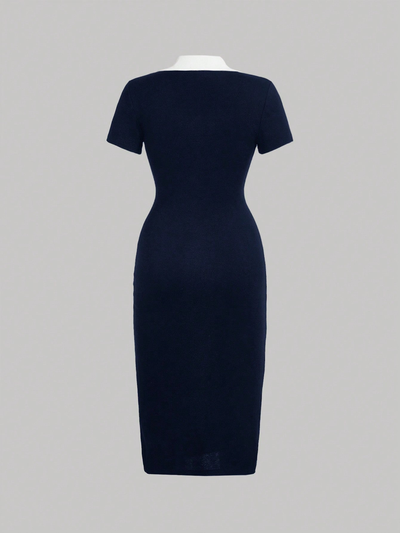 Tweed Plaid Dress with Collar Short Sleeves and Mid Length Structured Design