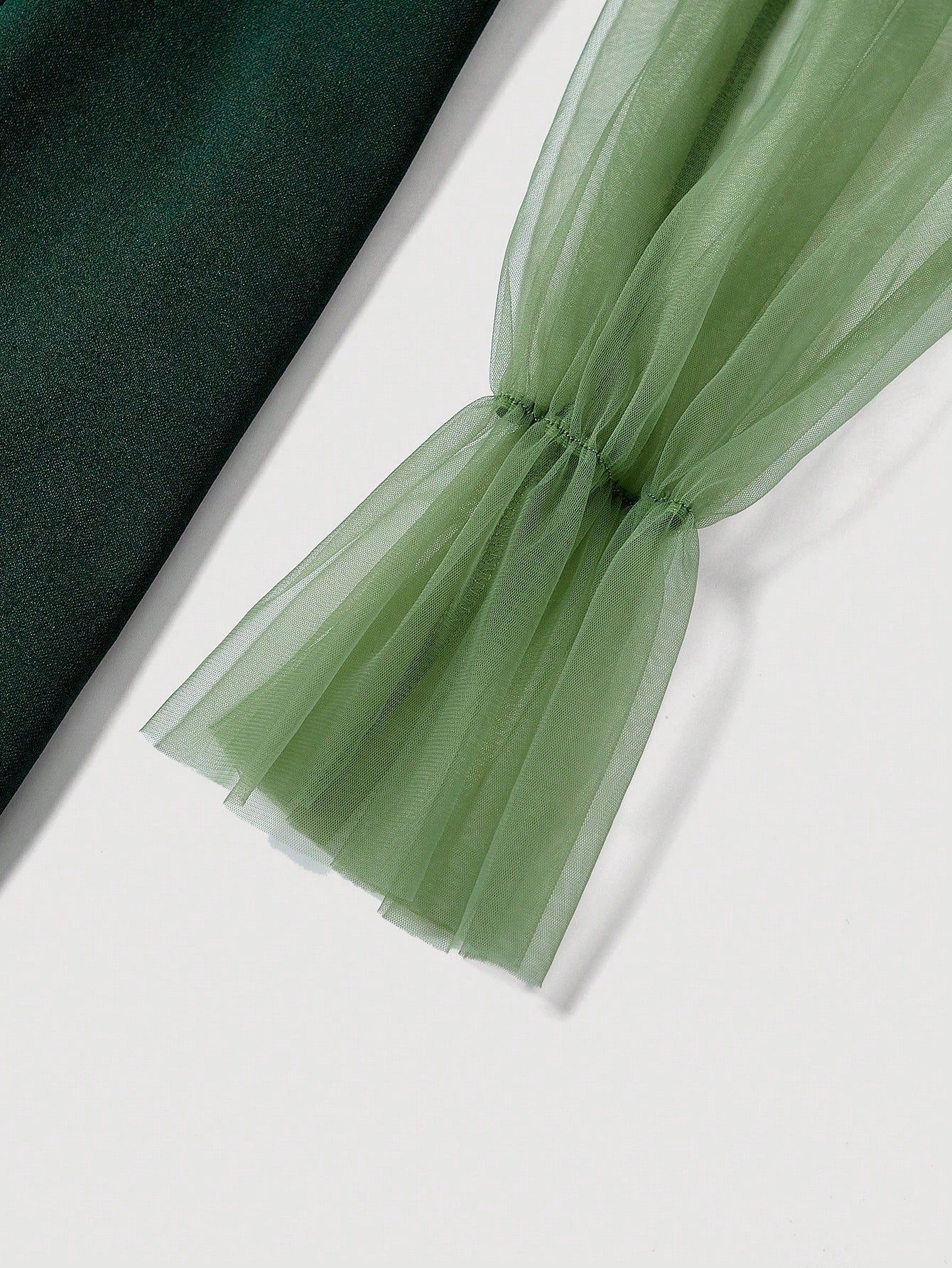 Black Long Sleeve Dress with Contrast Mesh Detail Flare Sleeves Tie Neck and High Collar Design