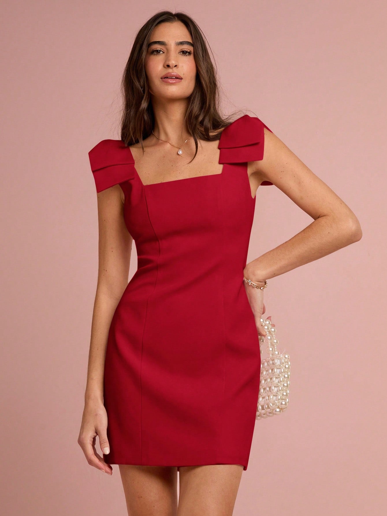Women’s Woven Fabric Sleeveless Mini Dress, Solid Pattern, Simple Silhouette, 1 Piece, For Summer Wear