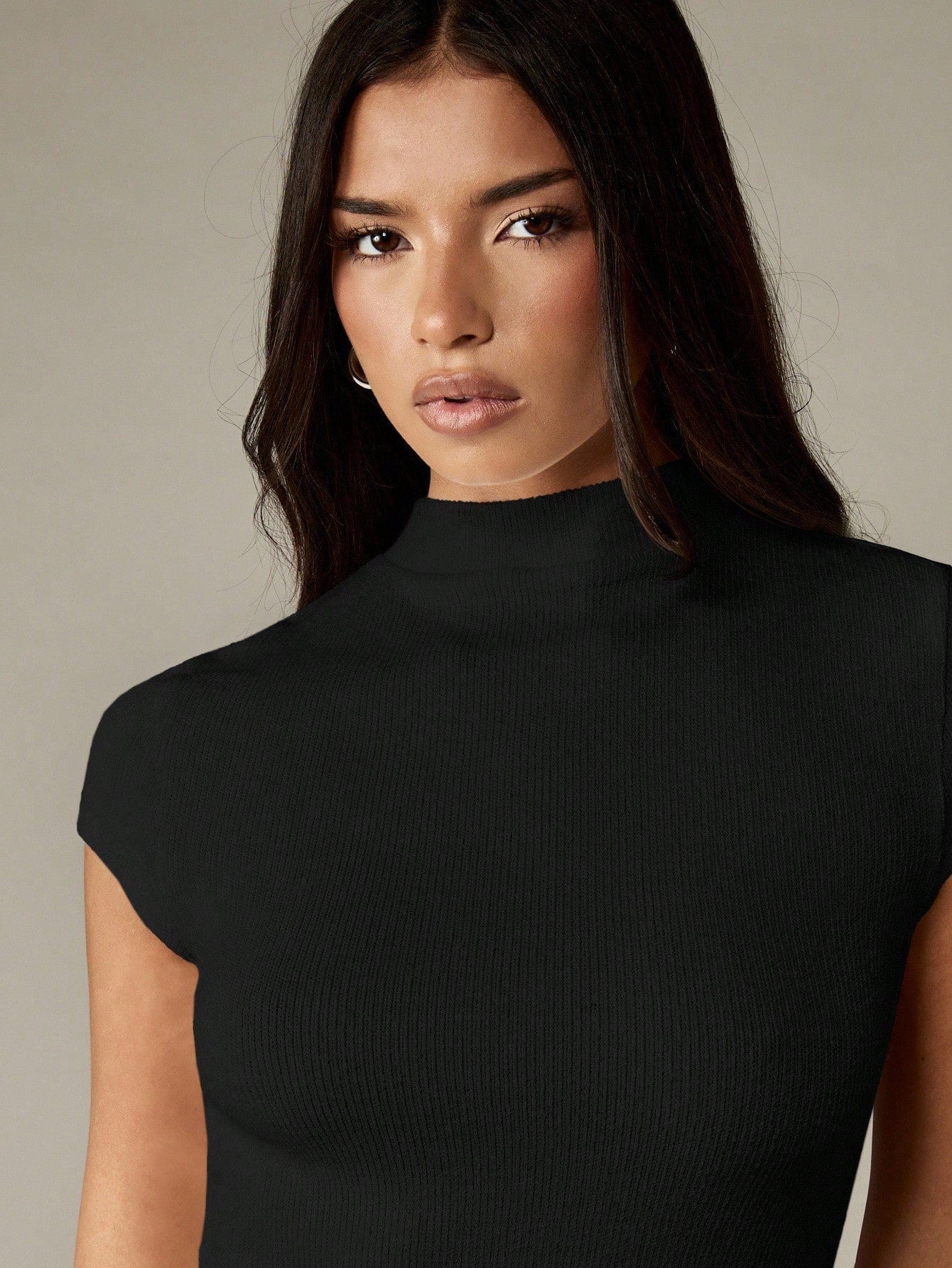 Women’s Knit Fabric Mini Dress, Ribbed Texture, Crew Neck Short Sleeve Design, 1 Piece, For Autumn and Winter Wear