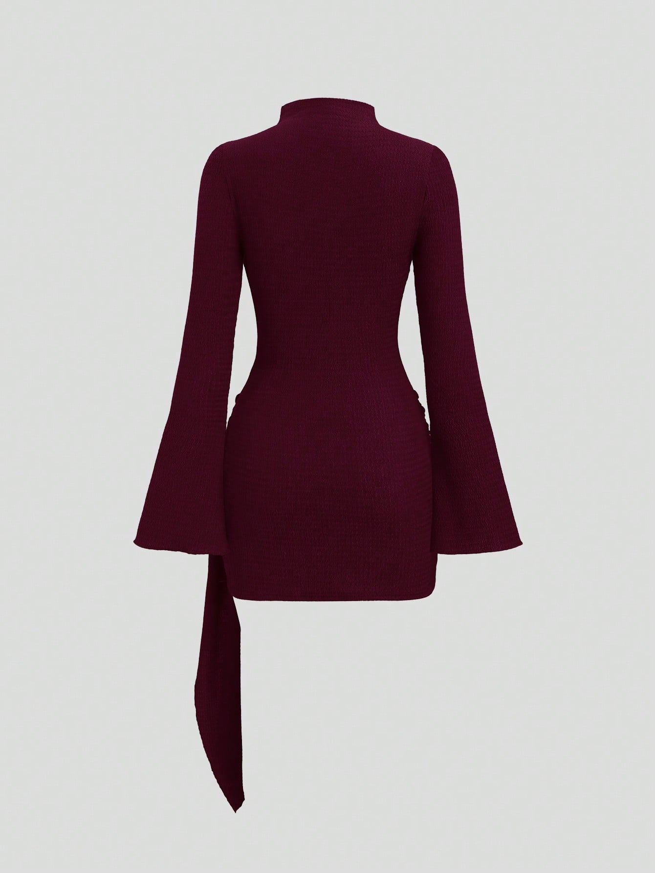 Solid Color Dress Neutral Color Single Piece Flare Sleeve Waist Detail Design For General Occasions