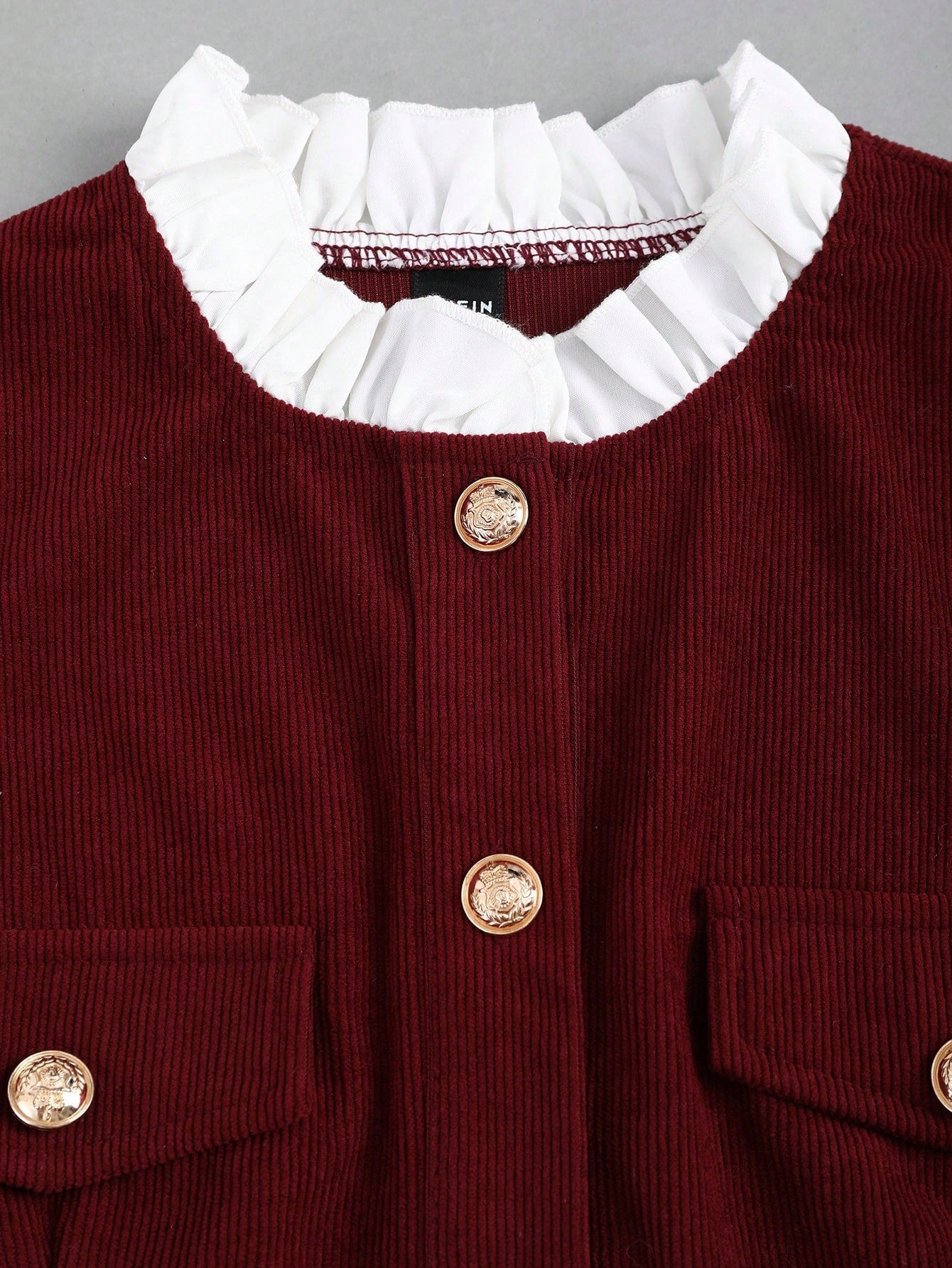 Women’s Woven Fabric Long Sleeve Dress, Stand Collar Button Front Design, Contrast Panel Detail, 1 Piece, For Daily Wear