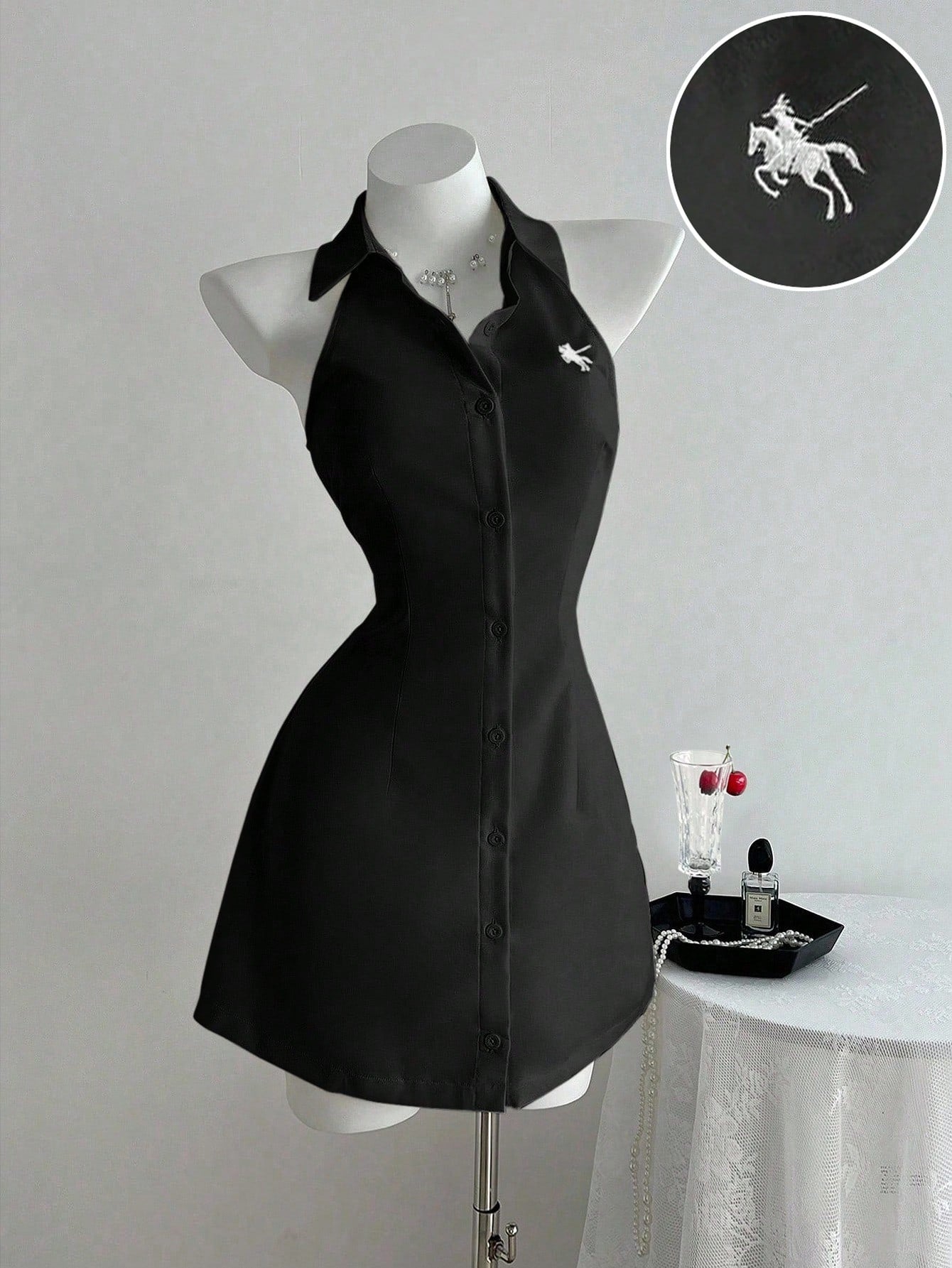 Women’s Woven Fabric Sleeveless A-Line Dress, Embroidered Detail, 1 Piece, For Spring and Summer Wear