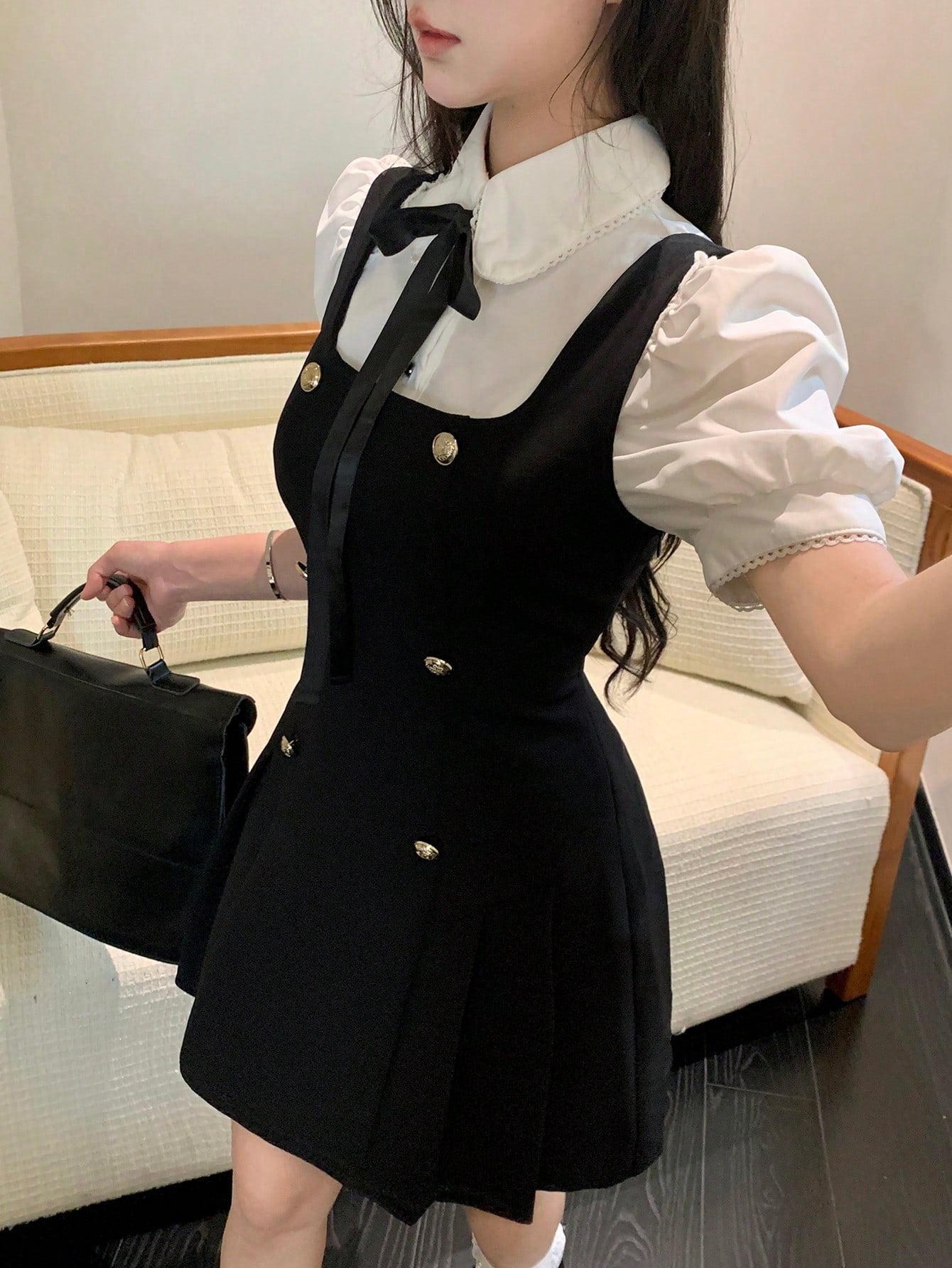 Women’s Woven Fabric Dress, Sleeveless Buckle Detail Design, 1 Piece, For Seasonal Everyday Wear