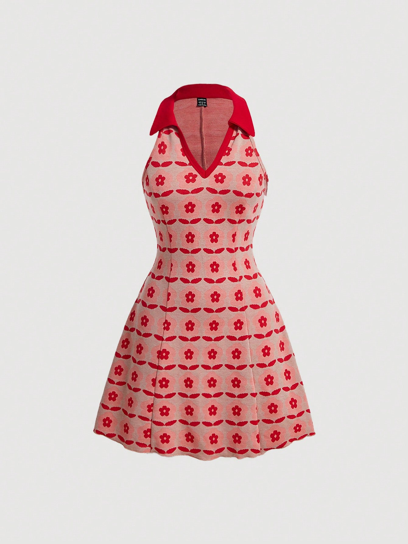 Knitted Fabric Dress Red Color Single Piece Sleeveless Design For Daily Styling