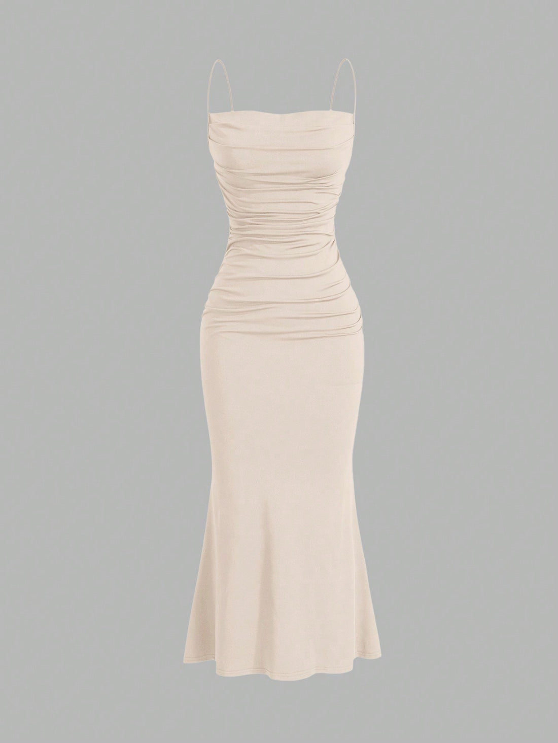 Solid Color Maxi Dress Neutral Color Single Piece Sleeveless Cami Design For General Occasions