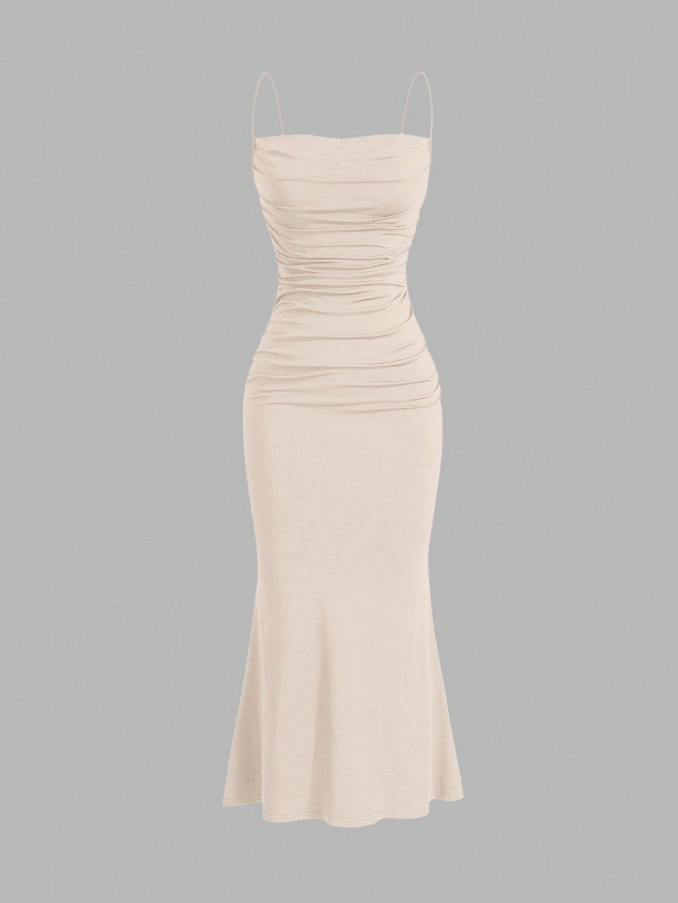 Solid Color Maxi Dress Neutral Color Single Piece Sleeveless Cami Design For General Occasions