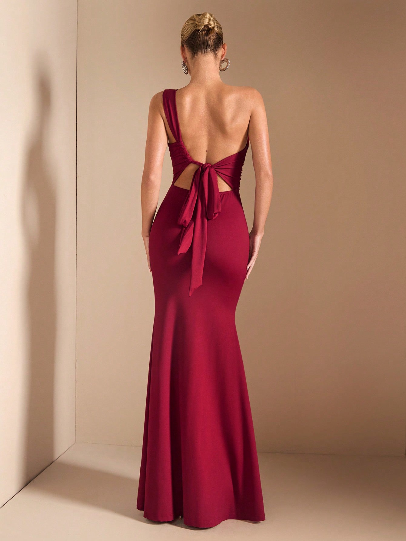 Asymmetric Neck Tied Spaghetti Strap Long Dress for Casual Outings and Evening Events