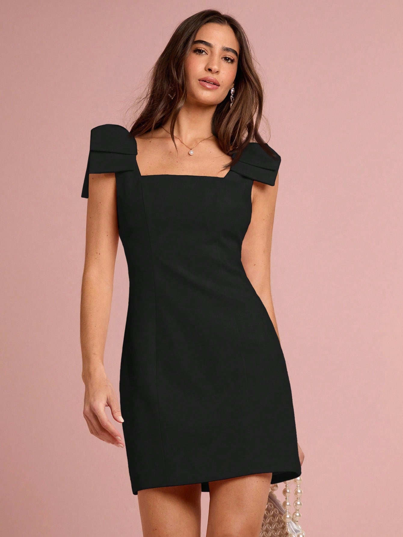 Women’s Woven Fabric Sleeveless Mini Dress, Solid Pattern, Simple Silhouette, 1 Piece, For Summer Wear
