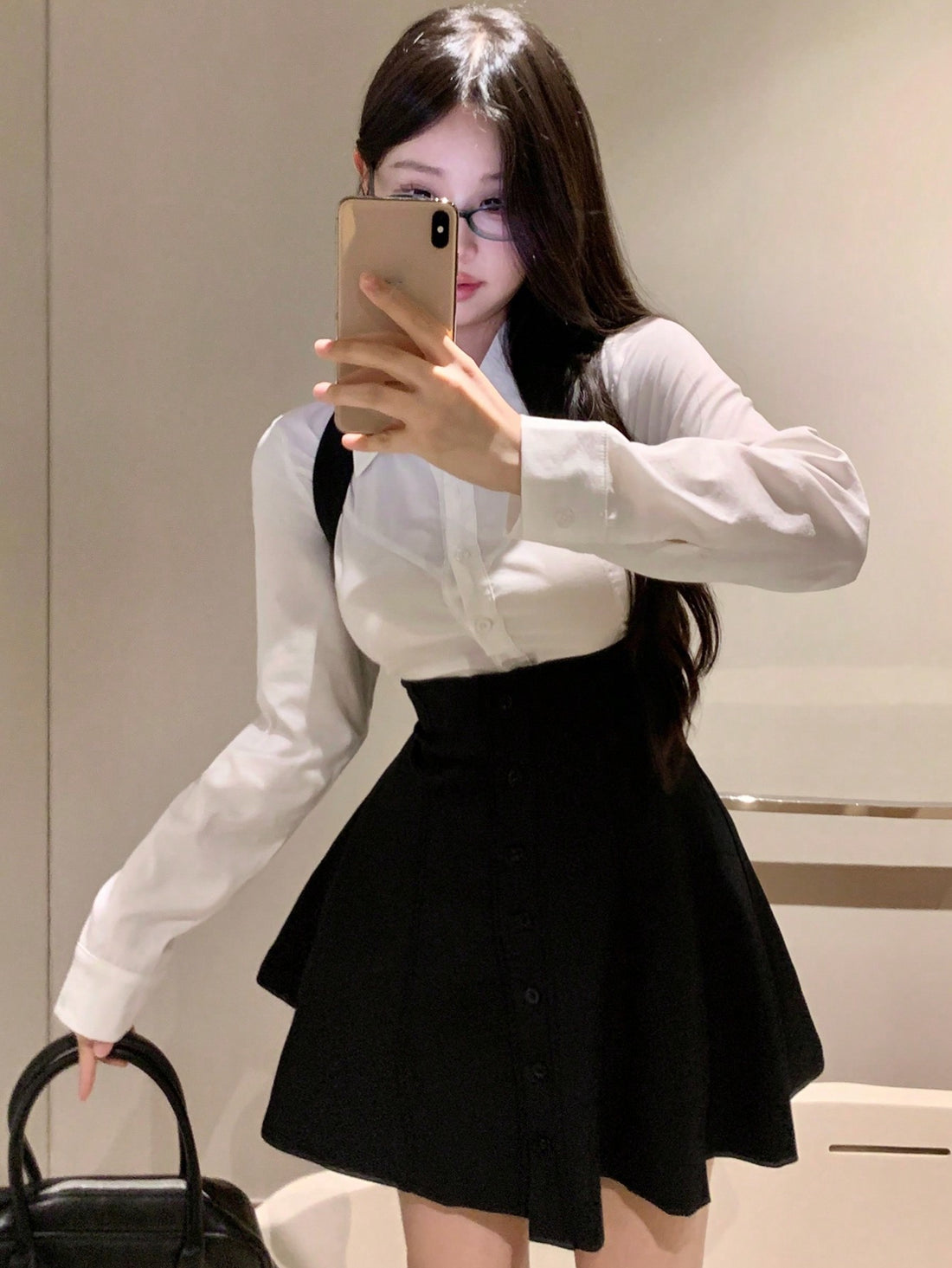 Solid Color Overall Style Dress with Button Front Design for Casual Wear