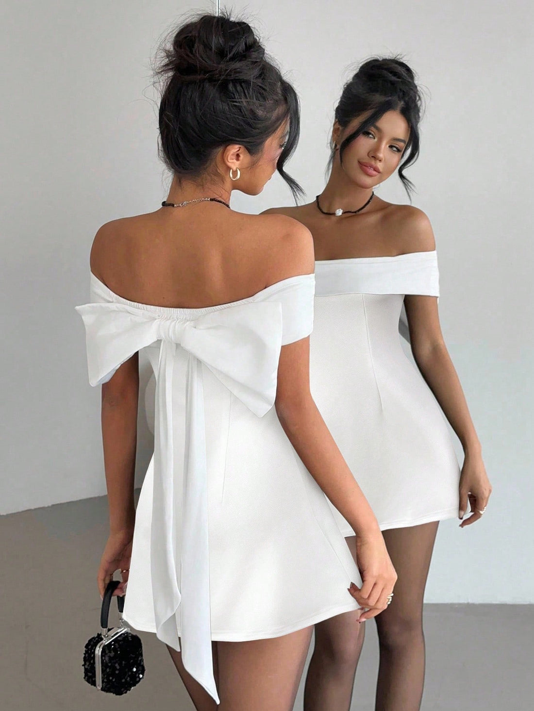 Off-Shoulder Bow Detail Dress for Party and Special Occasions