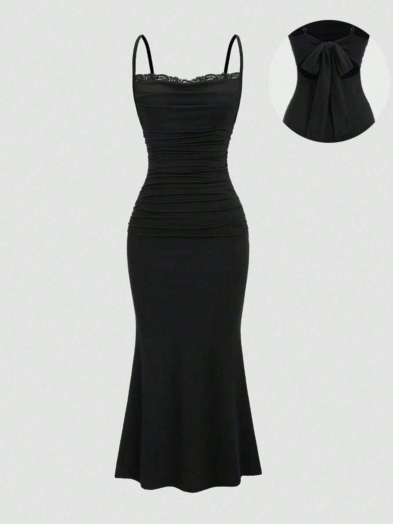 Textured Knit Maxi Dress Black Color Single Piece Ruched Detail Sleeveless Design For General Occasions