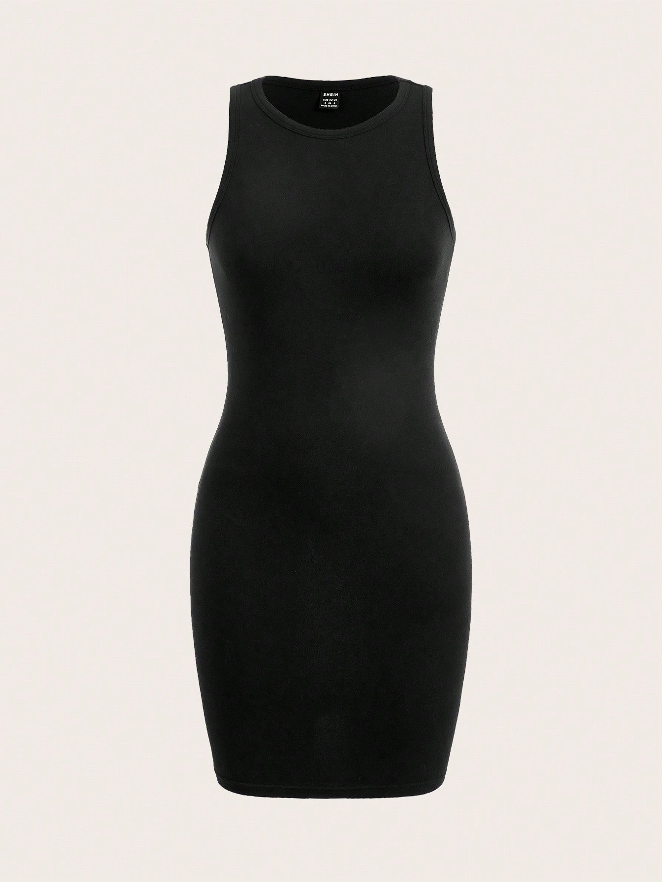 Solid Color Mini Dress Neutral Color Single Piece Round Neck Sleeveless Design For Daily Styling