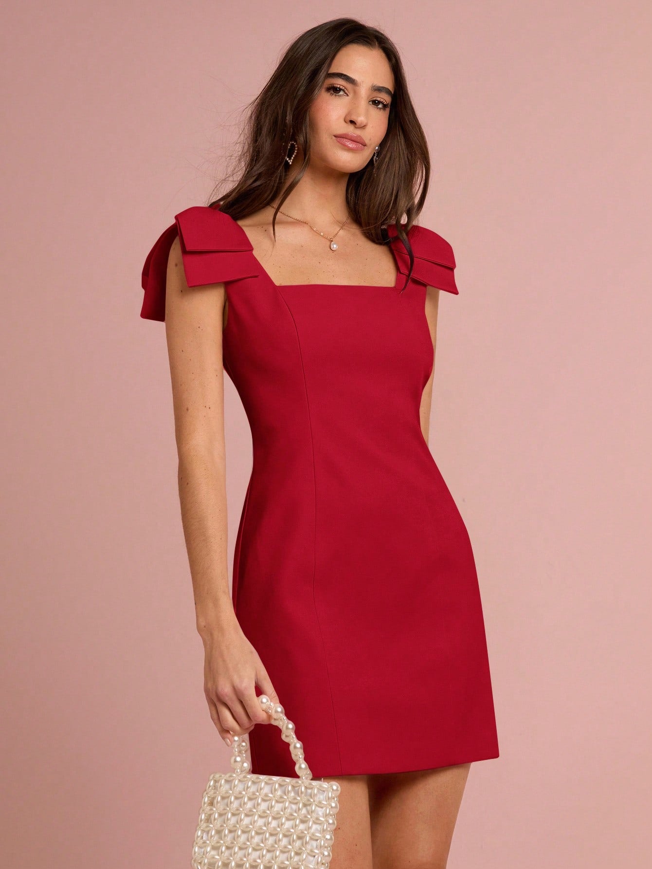 Women’s Woven Fabric Sleeveless Mini Dress, Solid Pattern, Simple Silhouette, 1 Piece, For Summer Wear