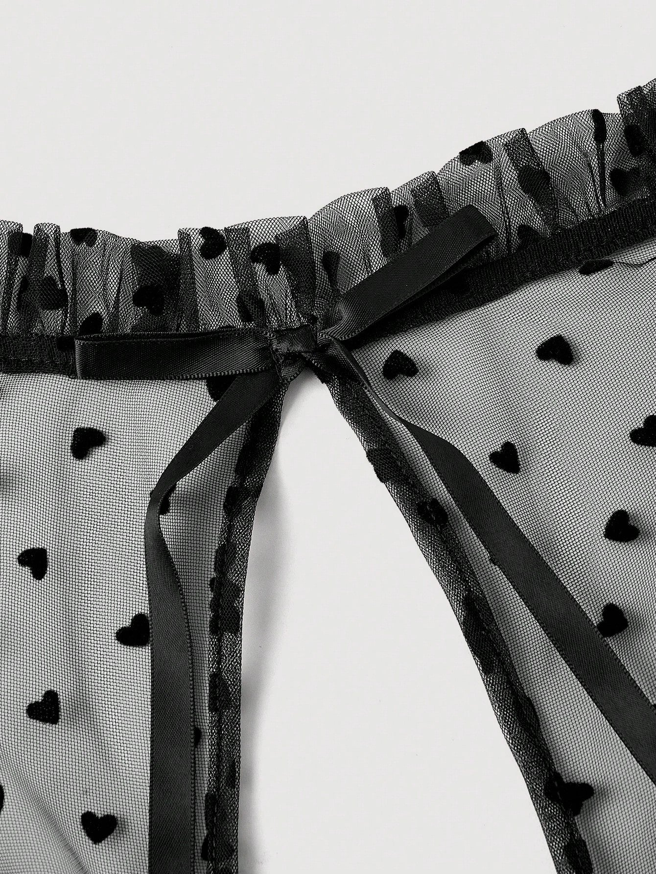 Black Long Sleeve Dress with Contrast Mesh Detail Flare Sleeves Tie Neck and High Collar Design