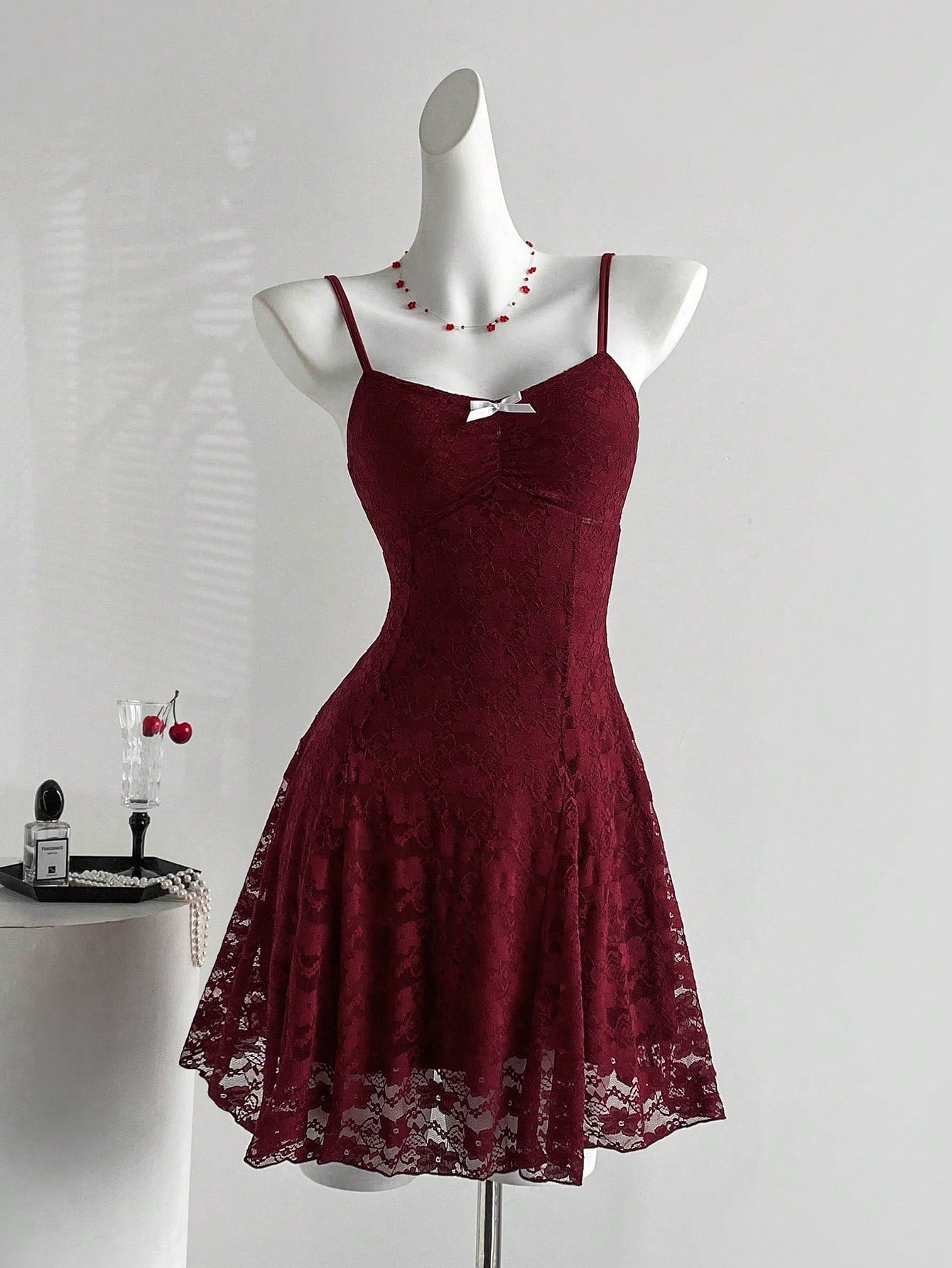 Solid Color Mini Dress Pink Color Single Piece Ruffle Detail Textured Fabric Design For Daily Styling