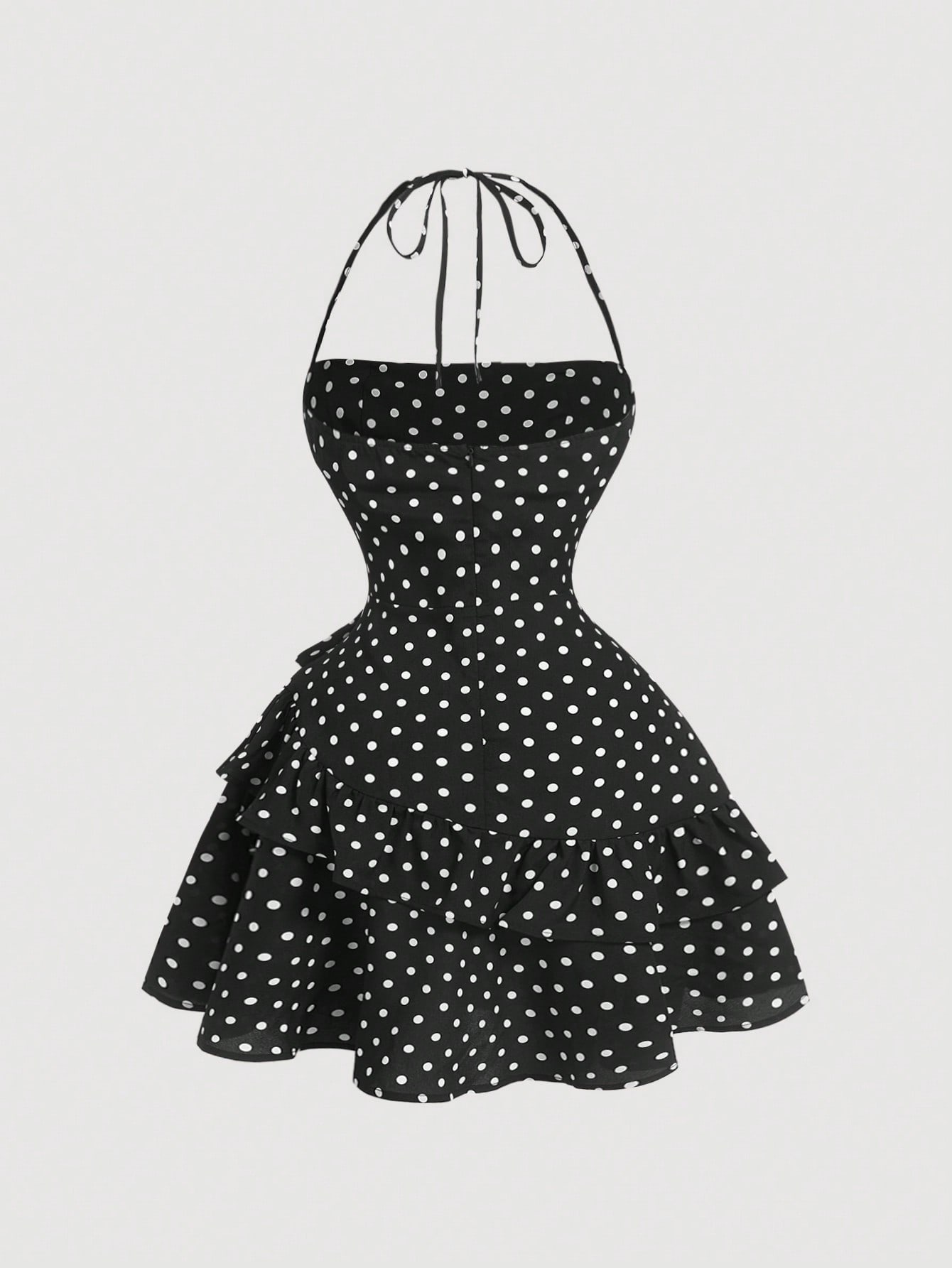 Floral Print Dress Neutral Color Single Piece Halter Top Asymmetrical Hem Design For Daily Styling