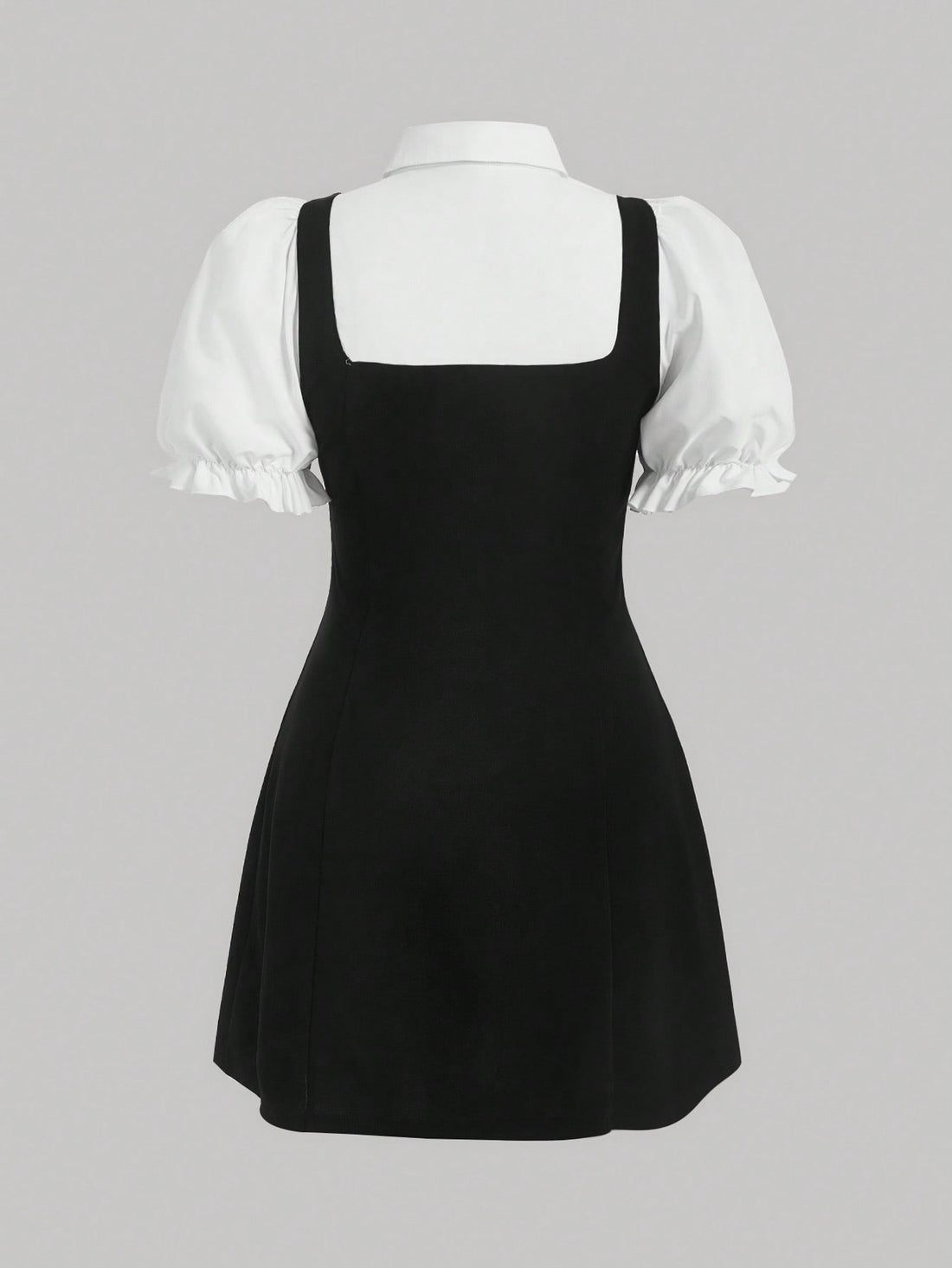 Bow Knot Front Dress with Double Breasted Decorative Detail Two Layer Style for Everyday Wear