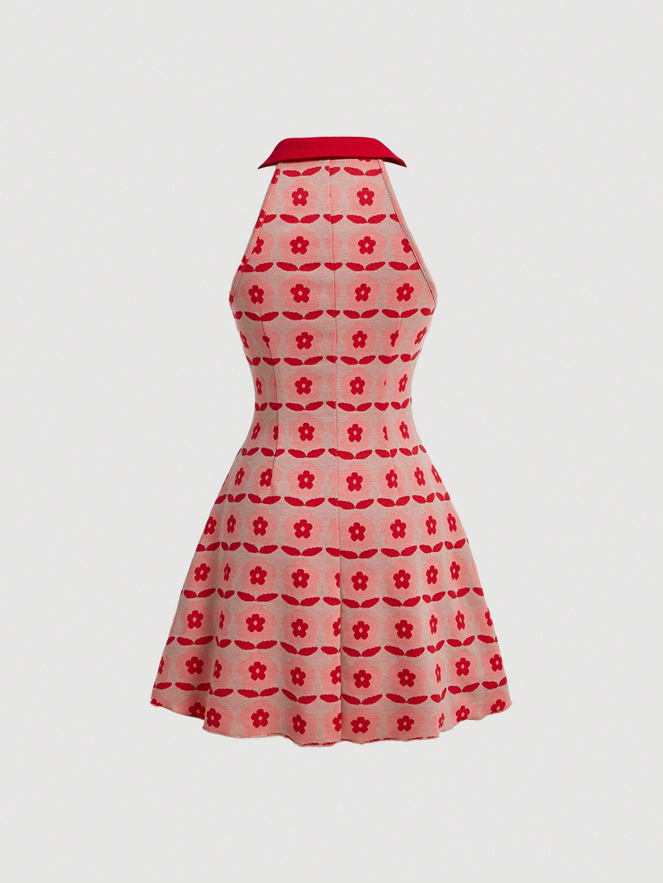 Knitted Fabric Dress Red Color Single Piece Sleeveless Design For Daily Styling