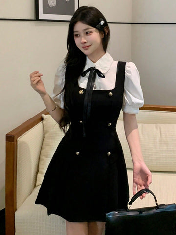 Women’s Woven Fabric Dress, Sleeveless Buckle Detail Design, 1 Piece, For Seasonal Everyday Wear