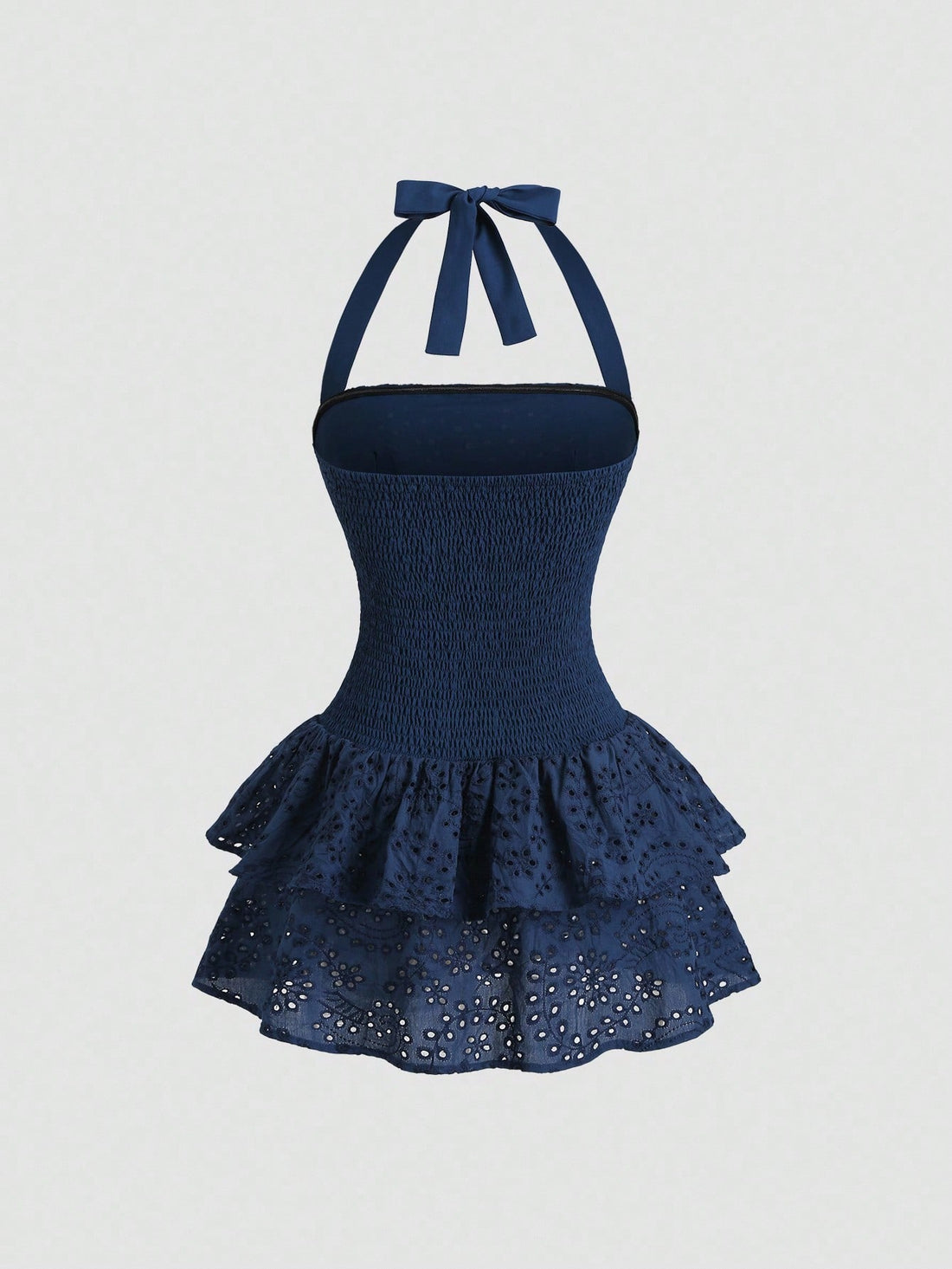 Halter Neck Fitted Layered Ruffle Mini Dress for Beach Vacation and Summer Wear