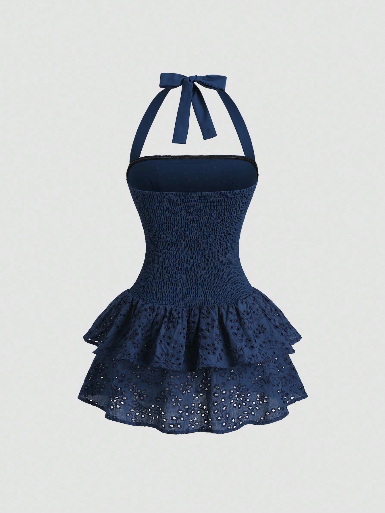 Halter Neck Fitted Layered Ruffle Mini Dress for Beach Vacation and Summer Wear