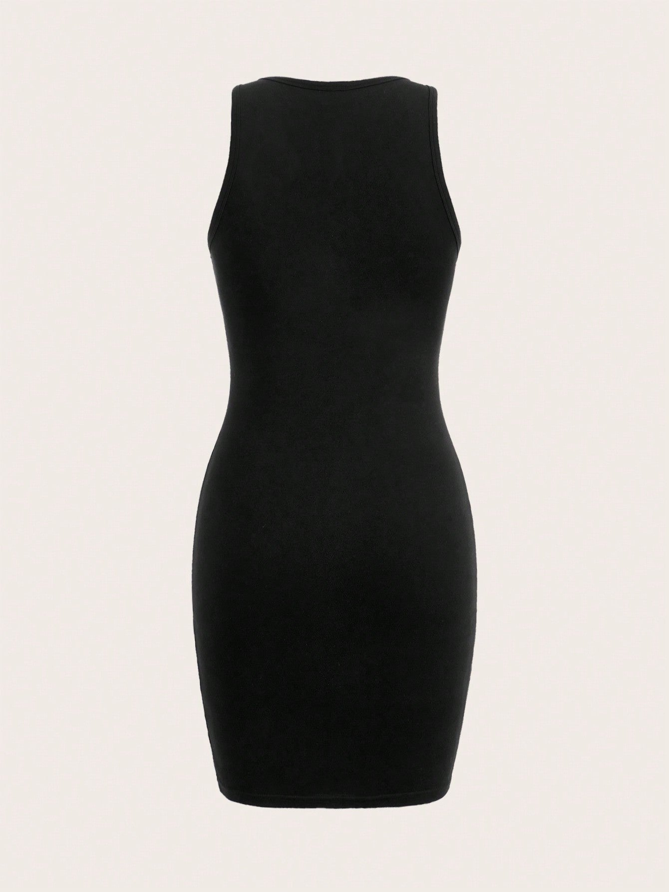 Solid Color Mini Dress Neutral Color Single Piece Round Neck Sleeveless Design For Daily Styling