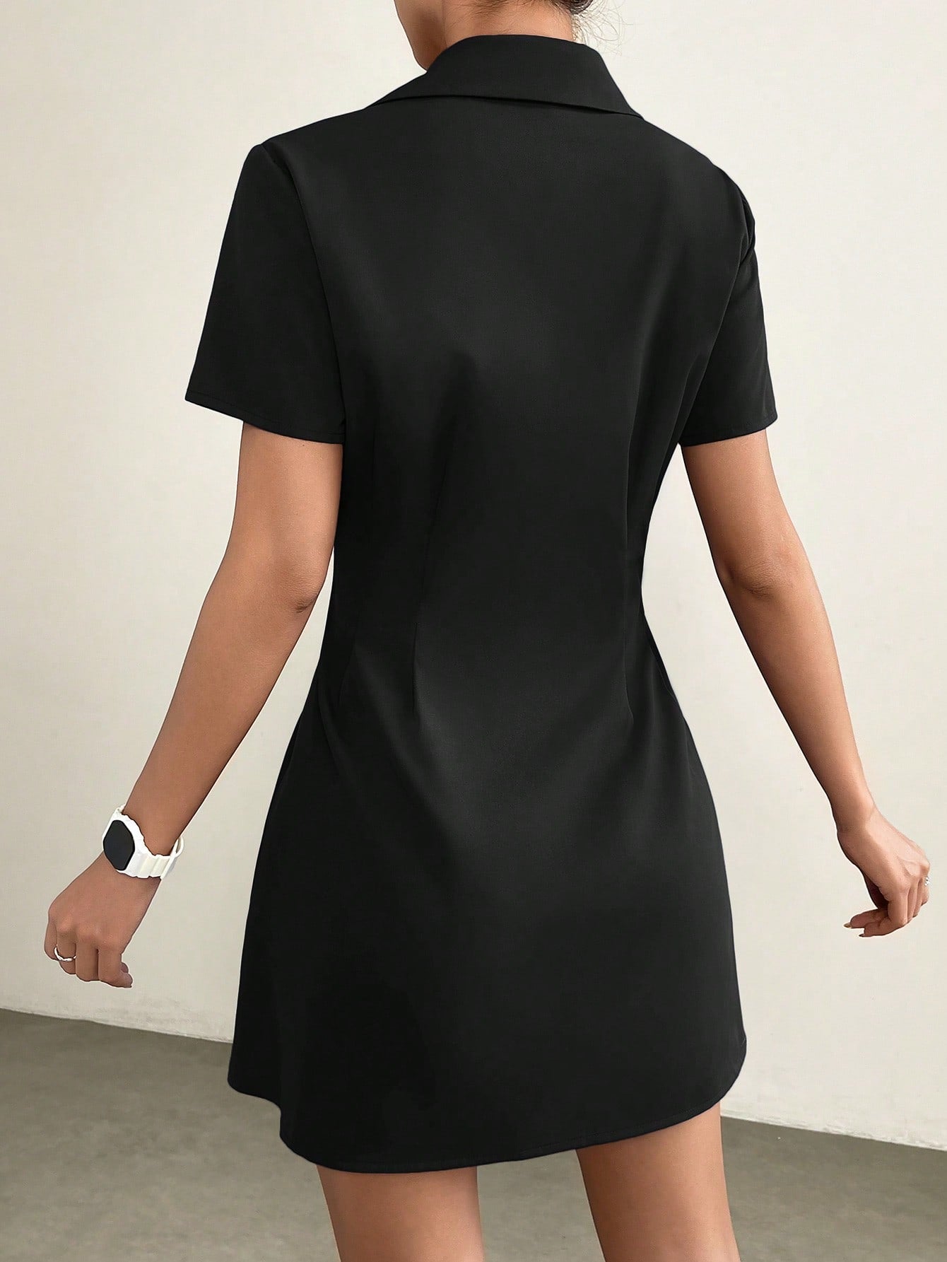 Women’s Woven Fabric Shirt Dress, Flap Pocket with Pleated Detail, 1 Piece, For Everyday Wear