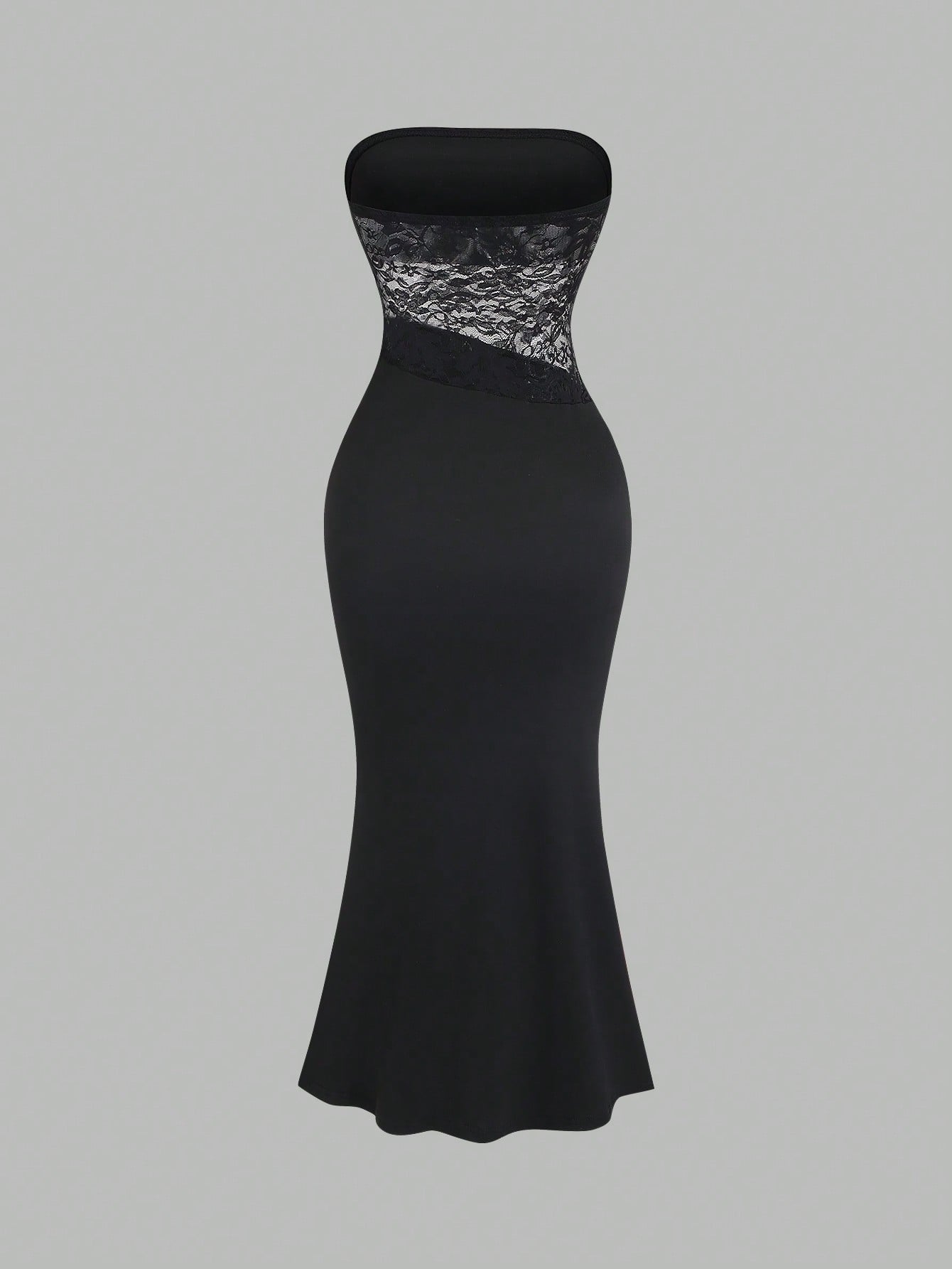 Women’s Textured Fabric Bandeau Long Dress, Solid Color, Slim Silhouette, Single Piece, For Daily Styling