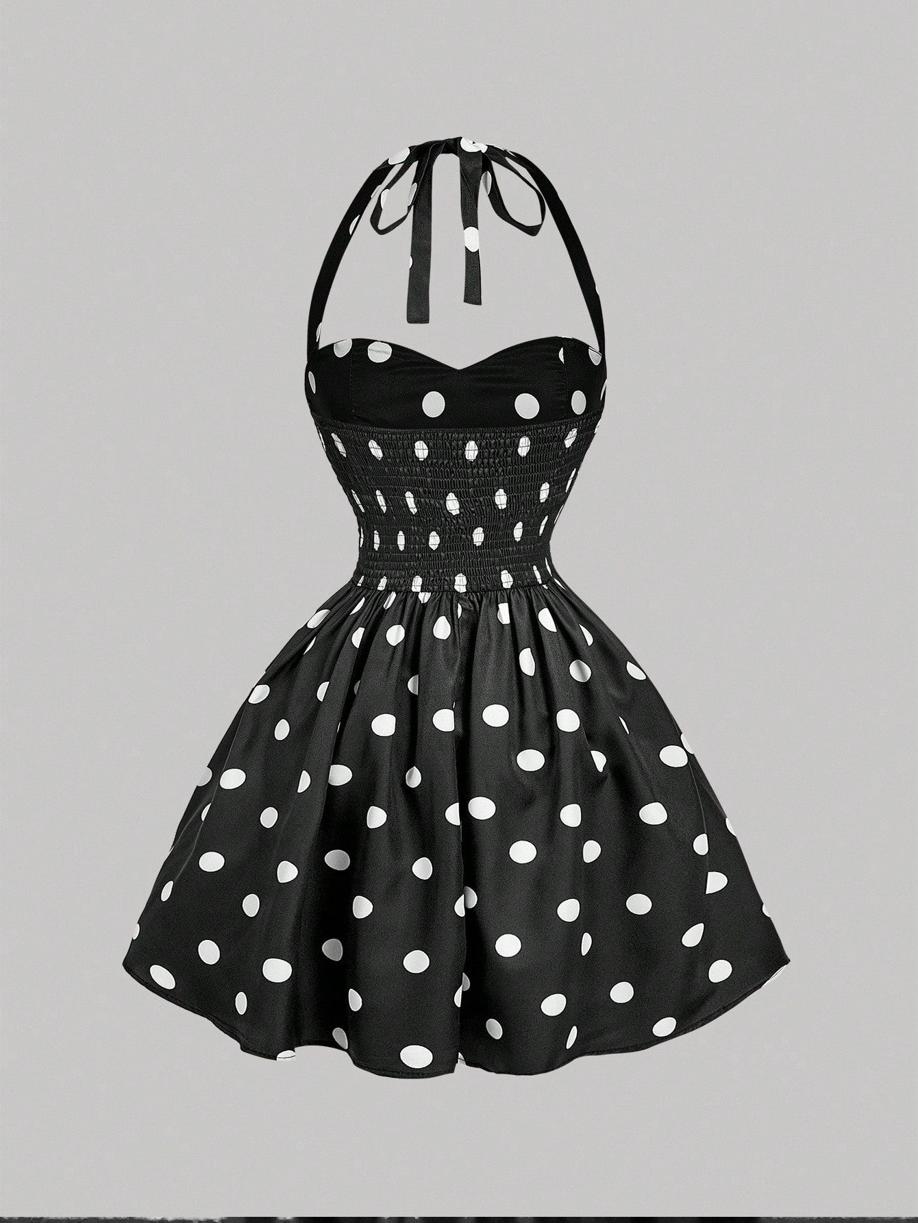 Polka Dot Pattern Long Dress Neutral Color Single Piece Bandeau Design For General Occasions