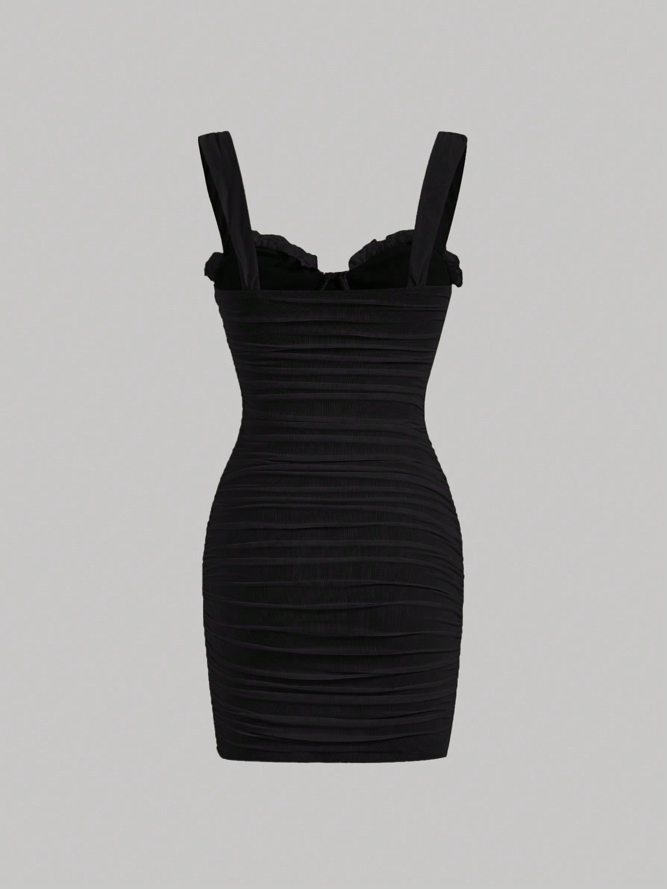 Solid Color Mini Dress Neutral Color Single Piece Ruched Detail Sleeveless Strap Design For Casual Wear