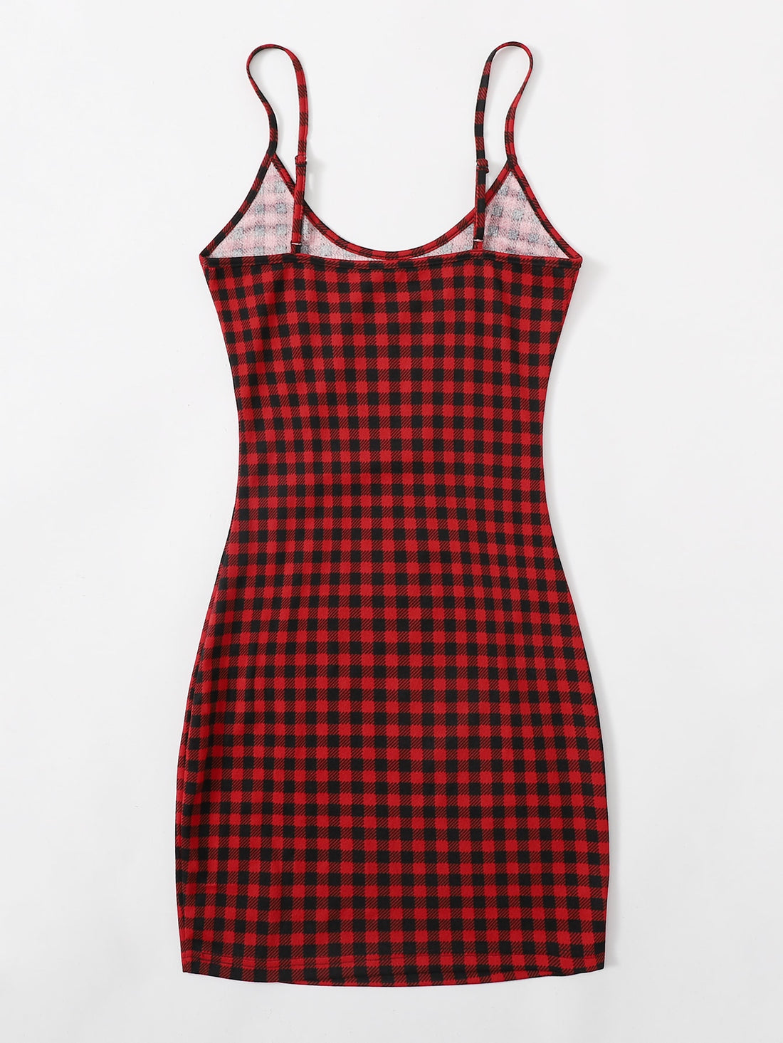 Plaid Pattern Mini Dress Neutral Color Single Piece Sleeveless Cami Design For Casual Wear