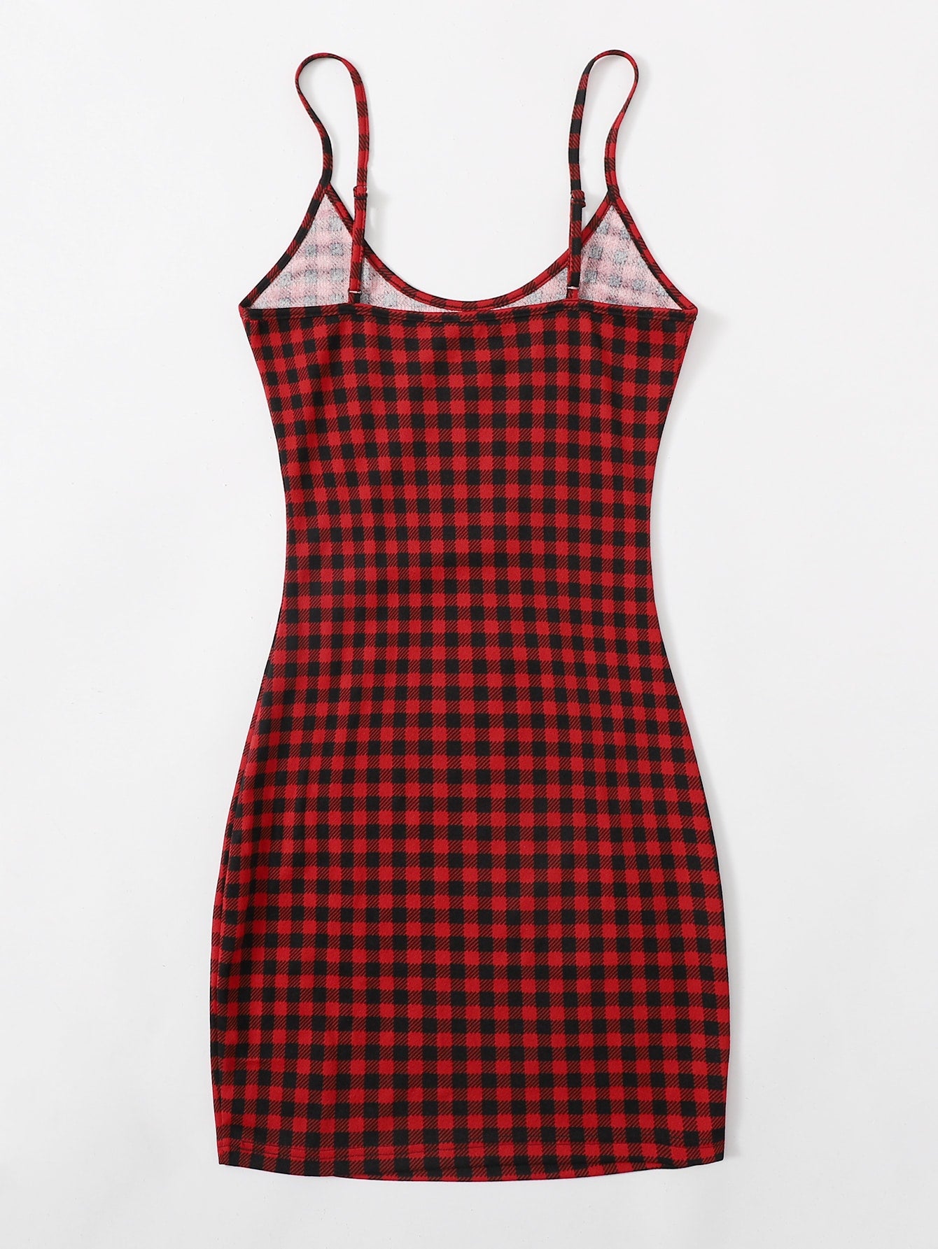 Plaid Pattern Mini Dress Neutral Color Single Piece Sleeveless Cami Design For Casual Wear
