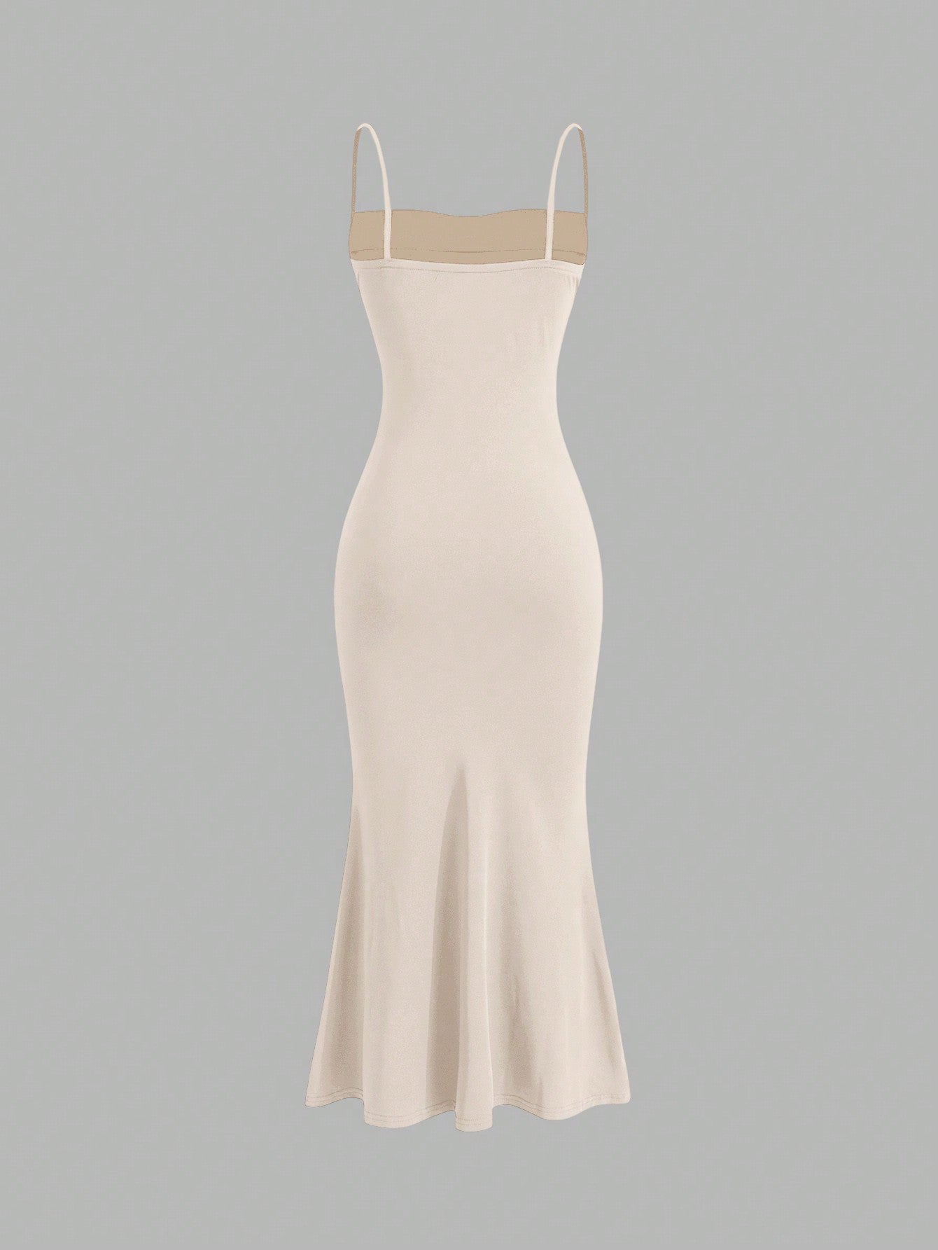 Solid Color Maxi Dress Neutral Color Single Piece Sleeveless Cami Design For General Occasions