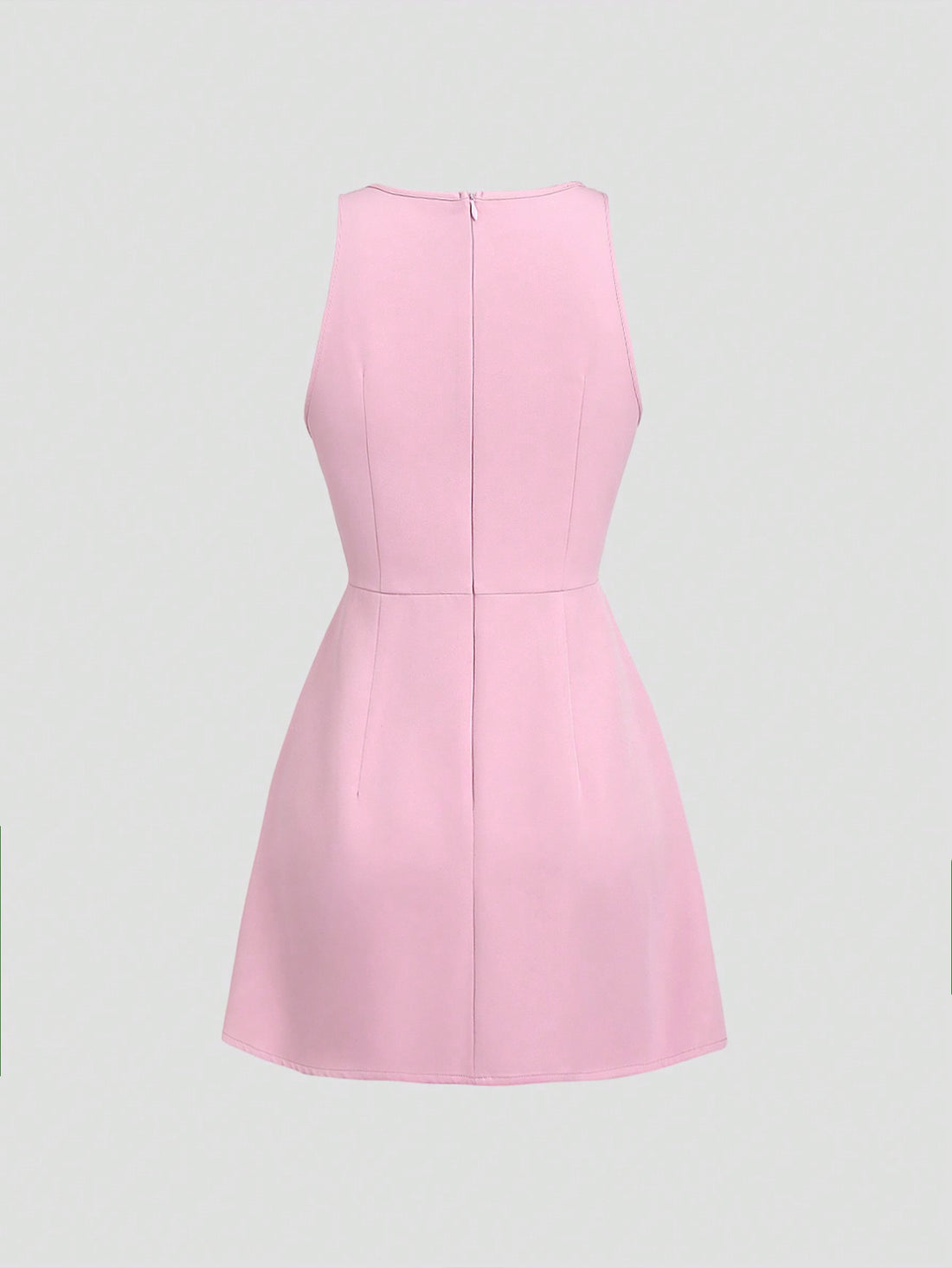 Solid Color Mini Dress Neutral Color Single Piece Bow Detail A Line Design For Daily Styling