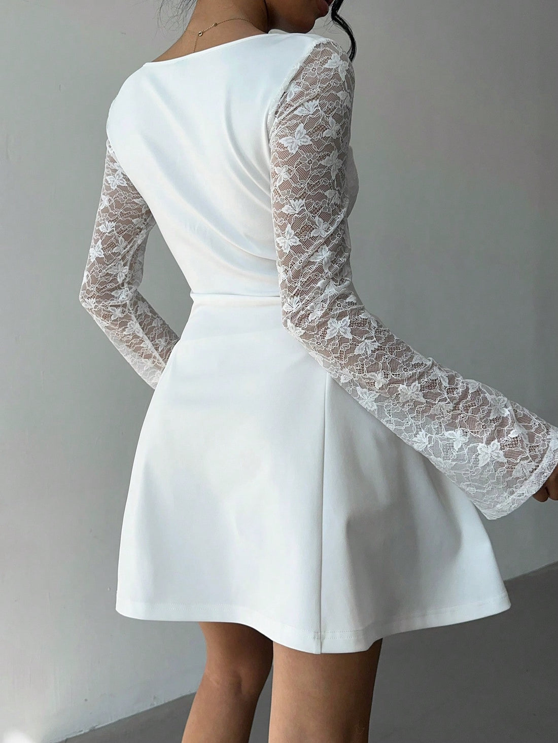 Long Sleeve A-Line Mini Dress with Flounce Hem and Bell Cuffs for Seasonal Events