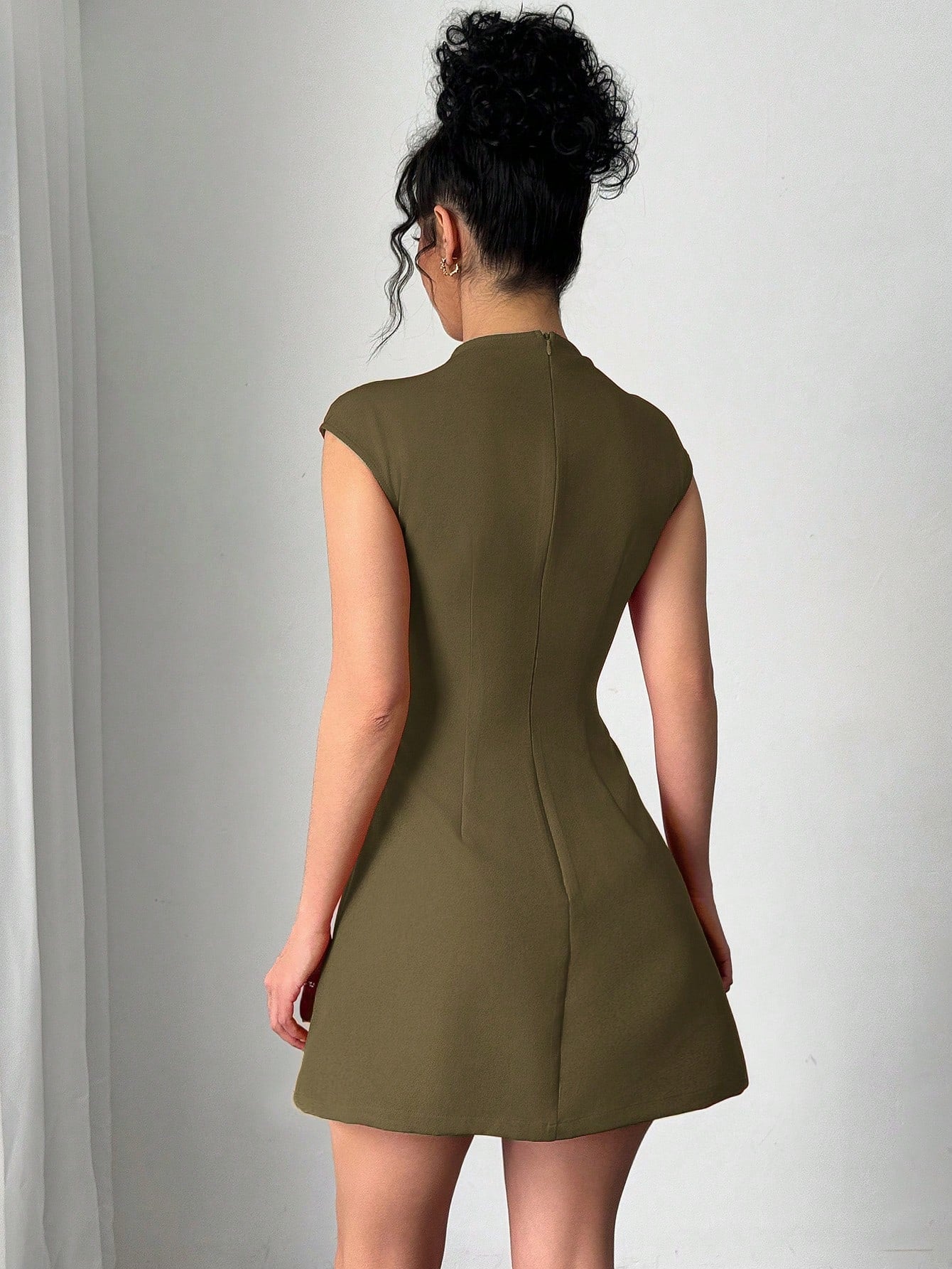 Women’s Woven Fabric A-Line Dress, Cap Sleeve Design, Bow Detail, 1 Piece, For Daily Wear